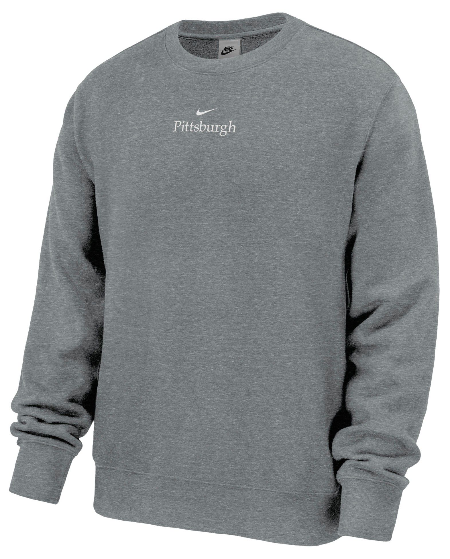 Nike Men's Pittsburgh Dark Grey Heather Club Fleece Crewneck