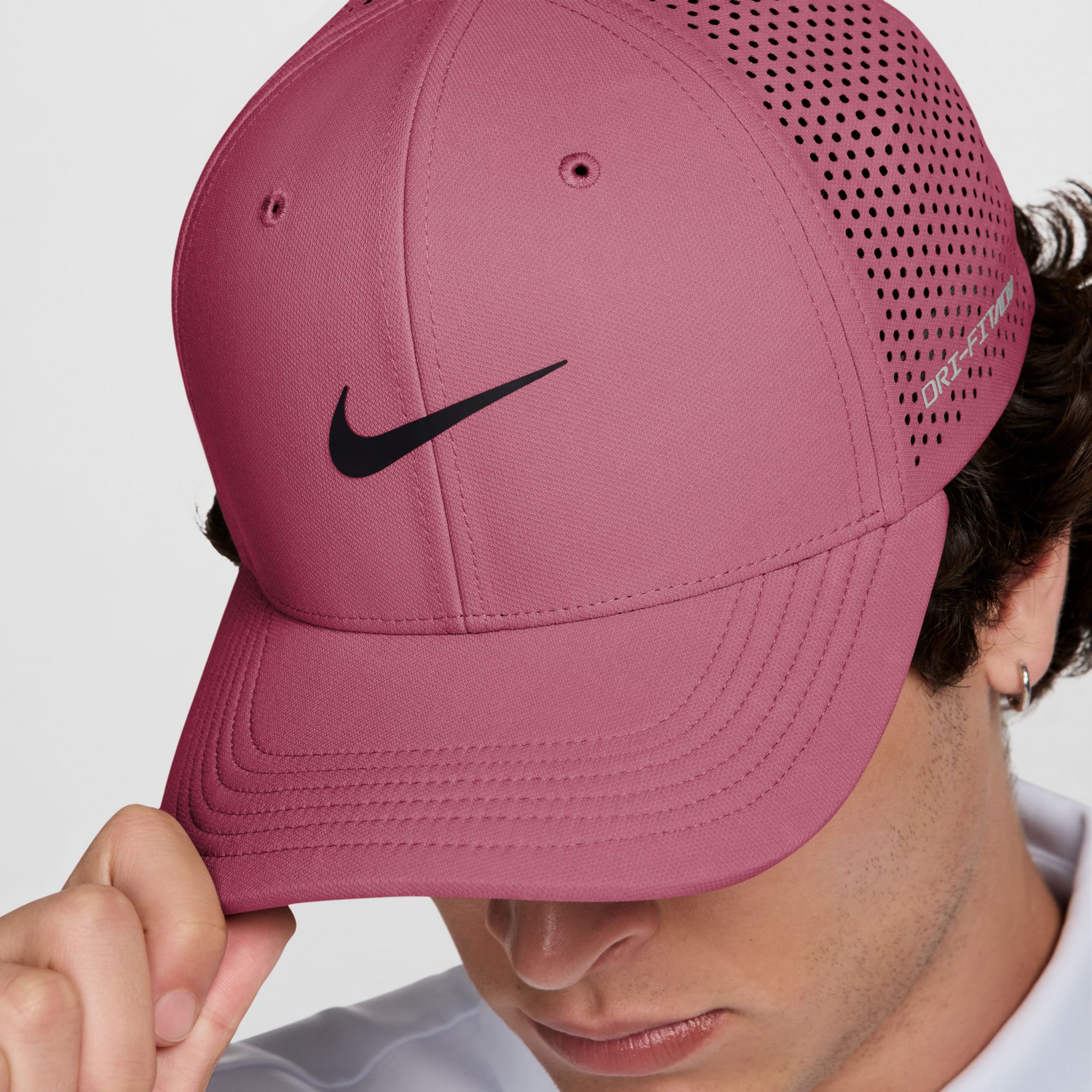 Nike GOLF キャップ グレー/ピンク Nike Men's Rise Dri-FIT Advantage SwooshFlex Structured Golf Hat