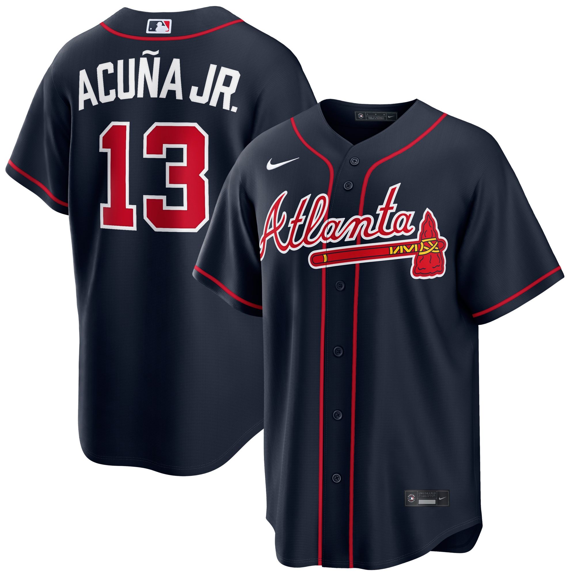 t*d様 アトランタ・ブレーブスRonald Acuña Jr. 13レプリカジ Nike Men's Atlanta Braves Navy Ronald Acuña Jr. #13 Alternate