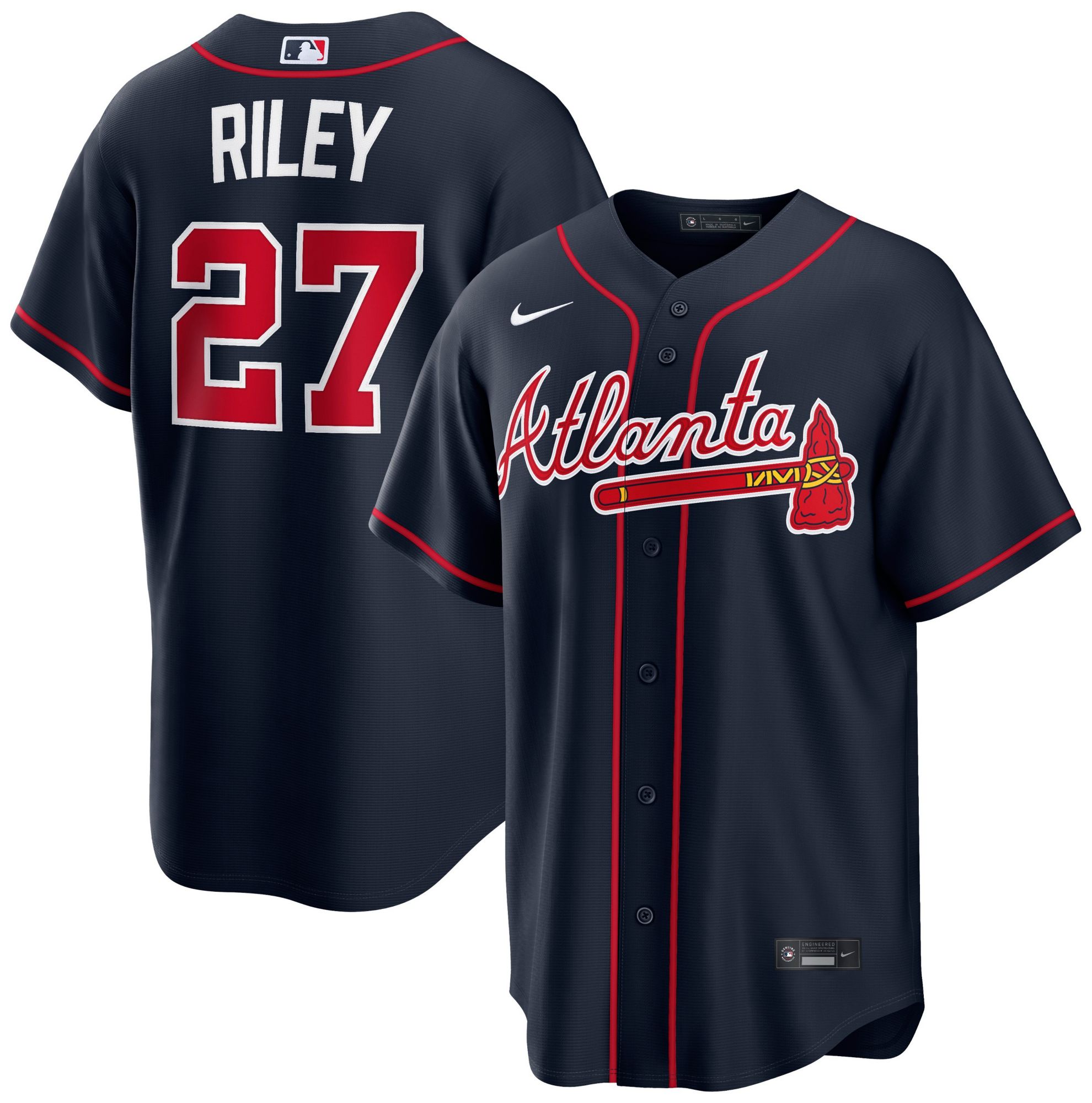 Nike Men's Atlanta Braves Navy Austin Riley #27 Alternate Replica