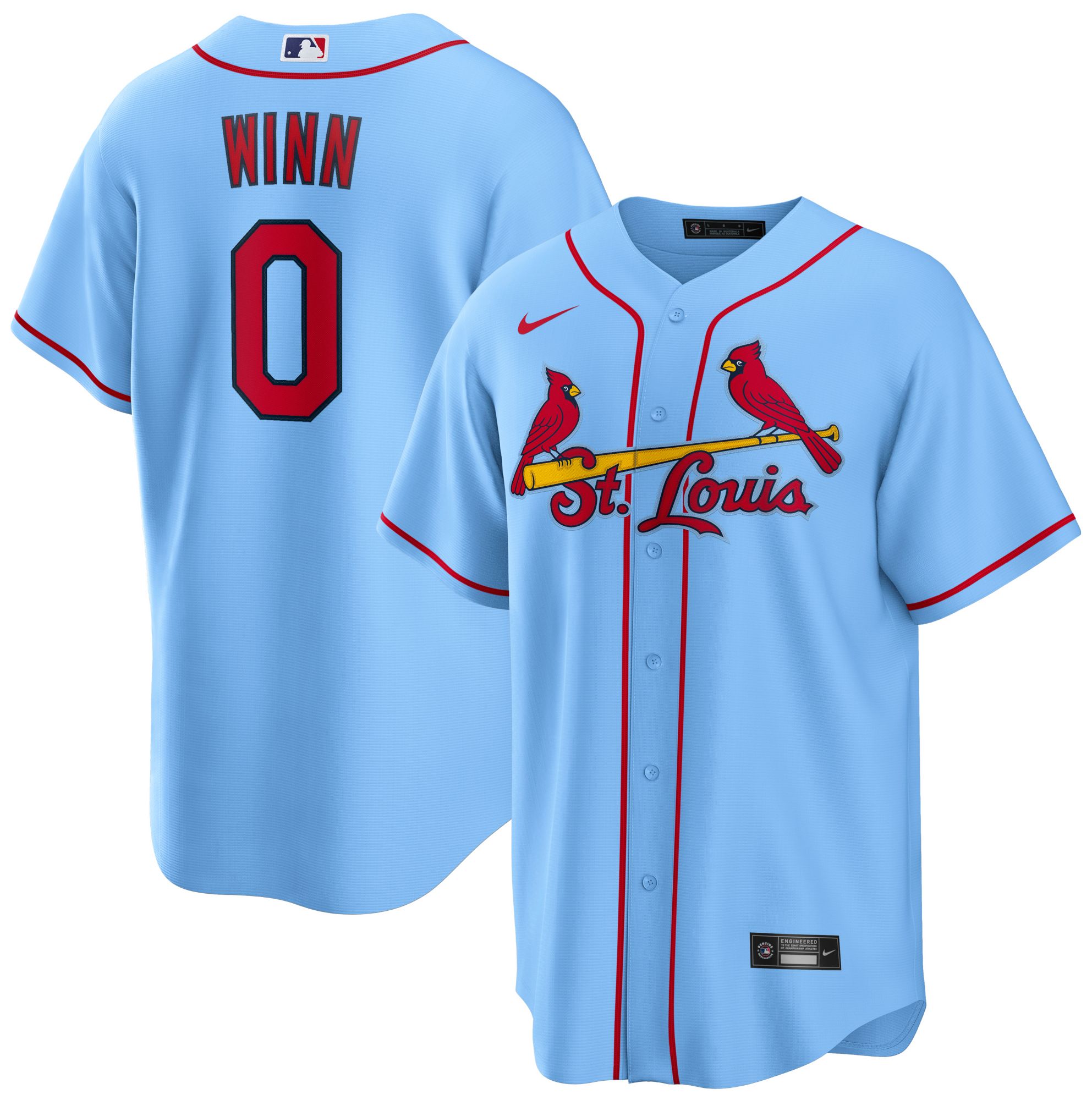 ウィルソン・マノ選手　キンゼジ・ジャウー【マスターズユニフォーム上＆短パン】本物 Nike Men's St. Louis Cardinals Blue Masyn Winn #0 Alternate