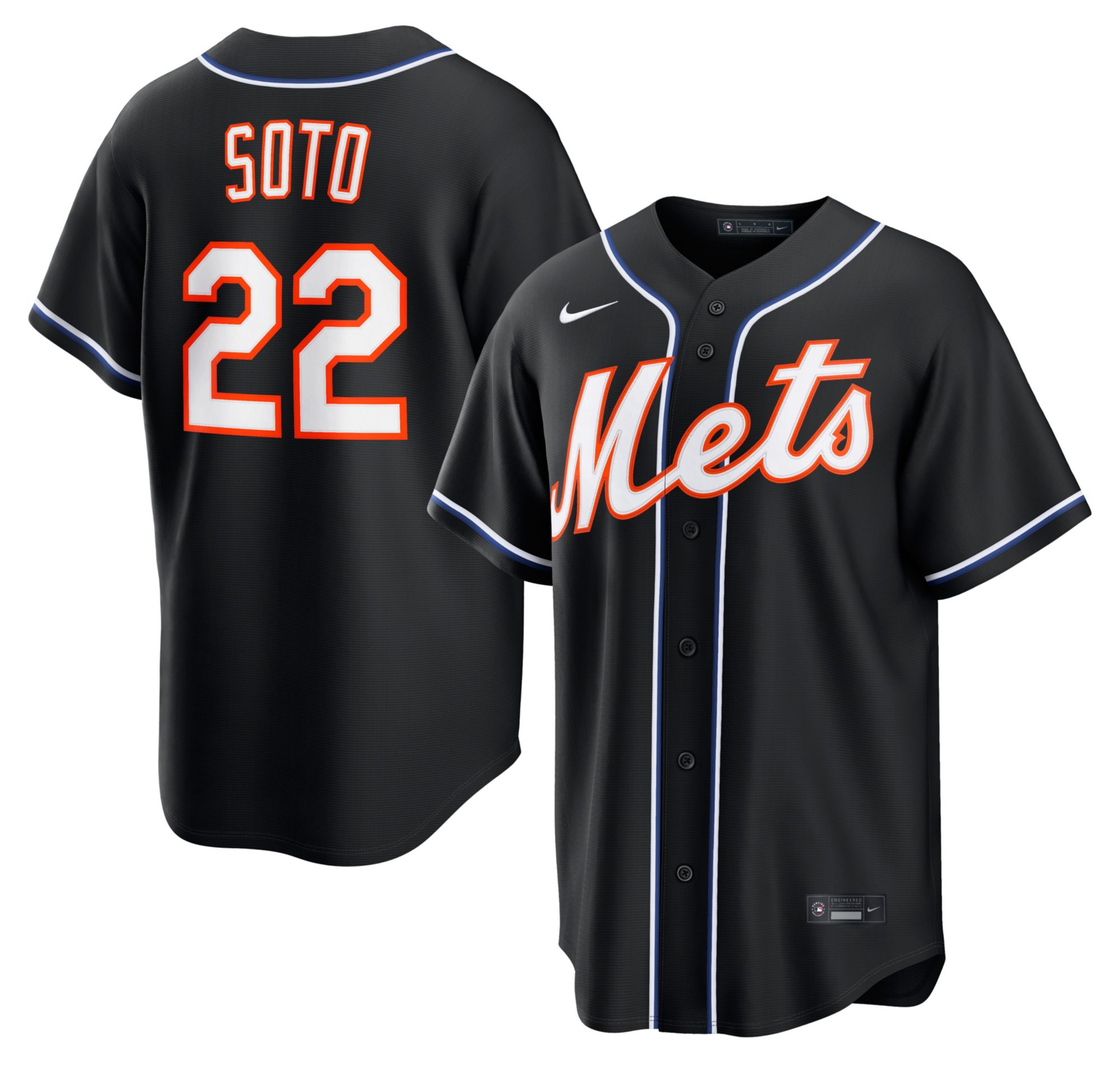 Mets ブラック ユニフォーム L Nike Men's New York Mets Black Juan Soto #22 Carbon Replica Jersey