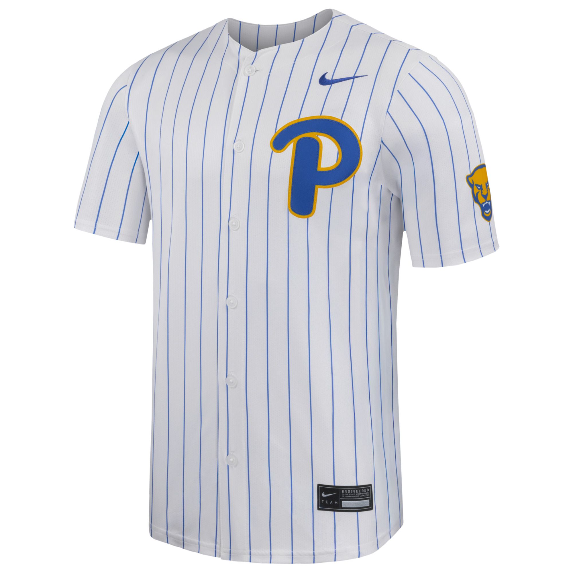 Nike Men's Pitt Panthers White Pinstripe Replica Baseball Jersey