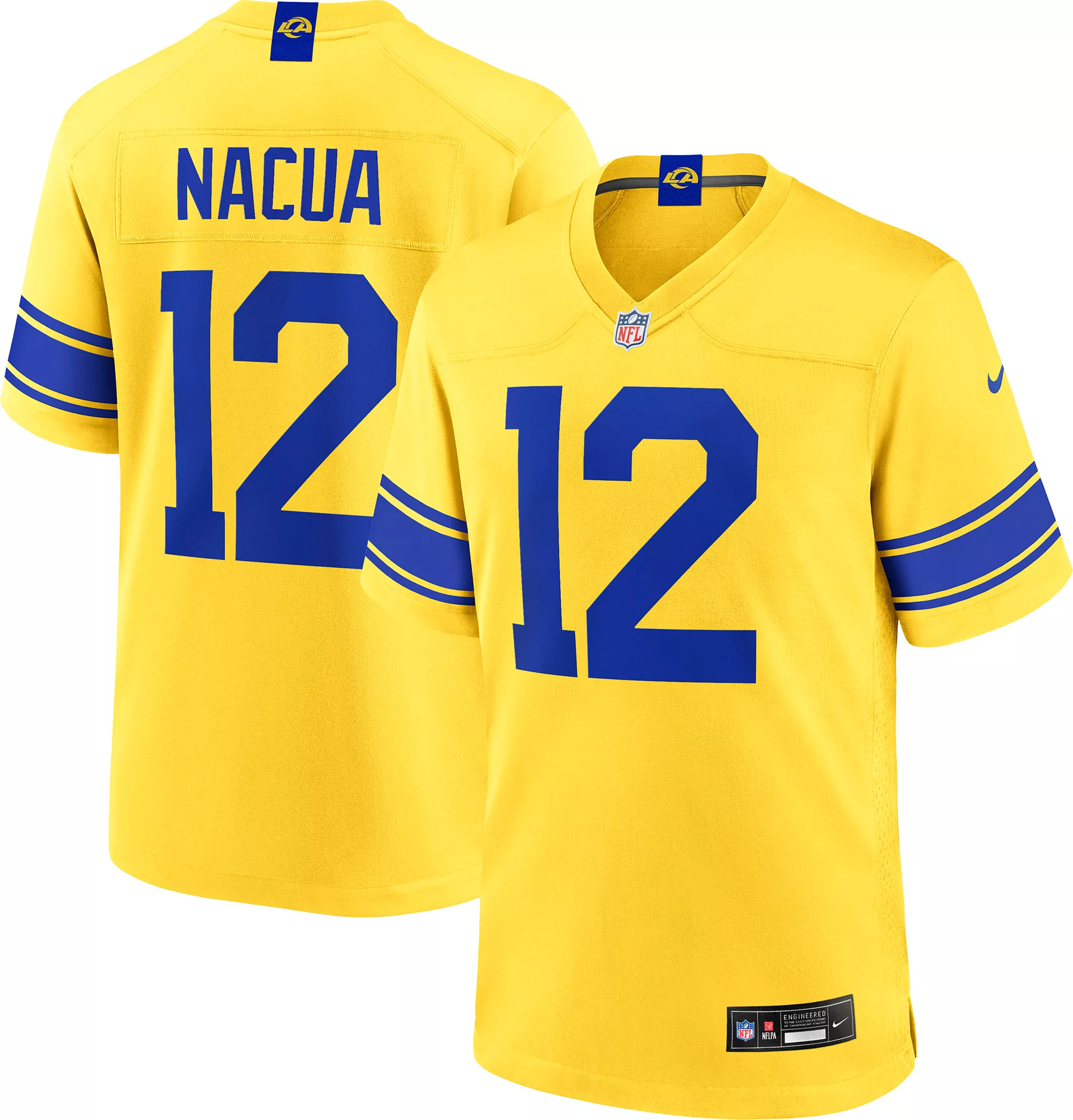 Nike Men's Los Angeles Rams Midwest Gold Puka Nacua #12 Alternate Game Jersey