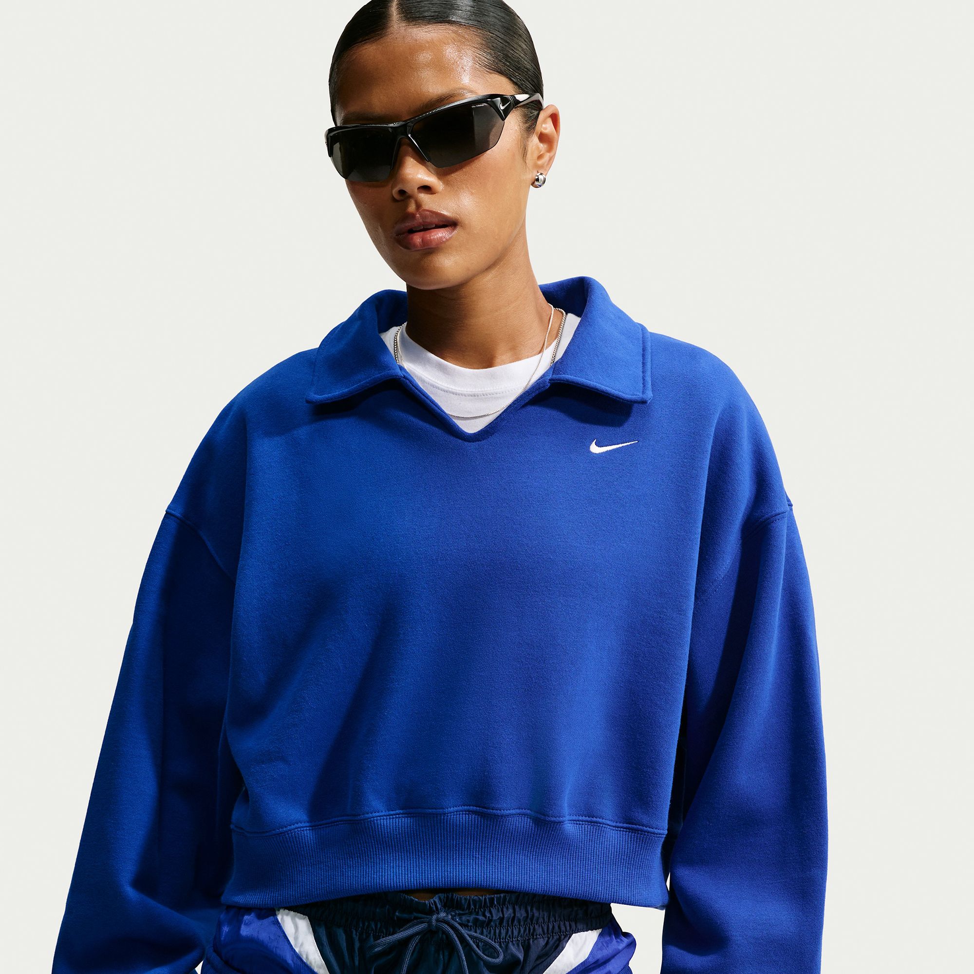 Nike Women's Studio Fleece Medium Weight Oversized Cropped Polo