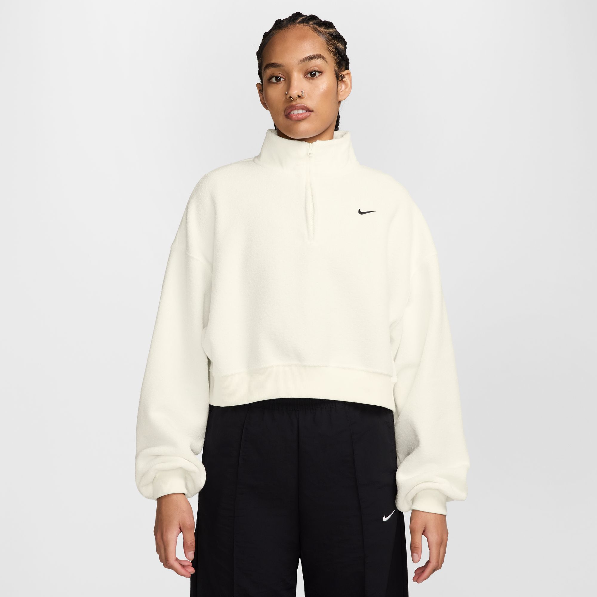 Nike Women's Studio Fleece Medium Weight Plush Oversized 1/4-Zip