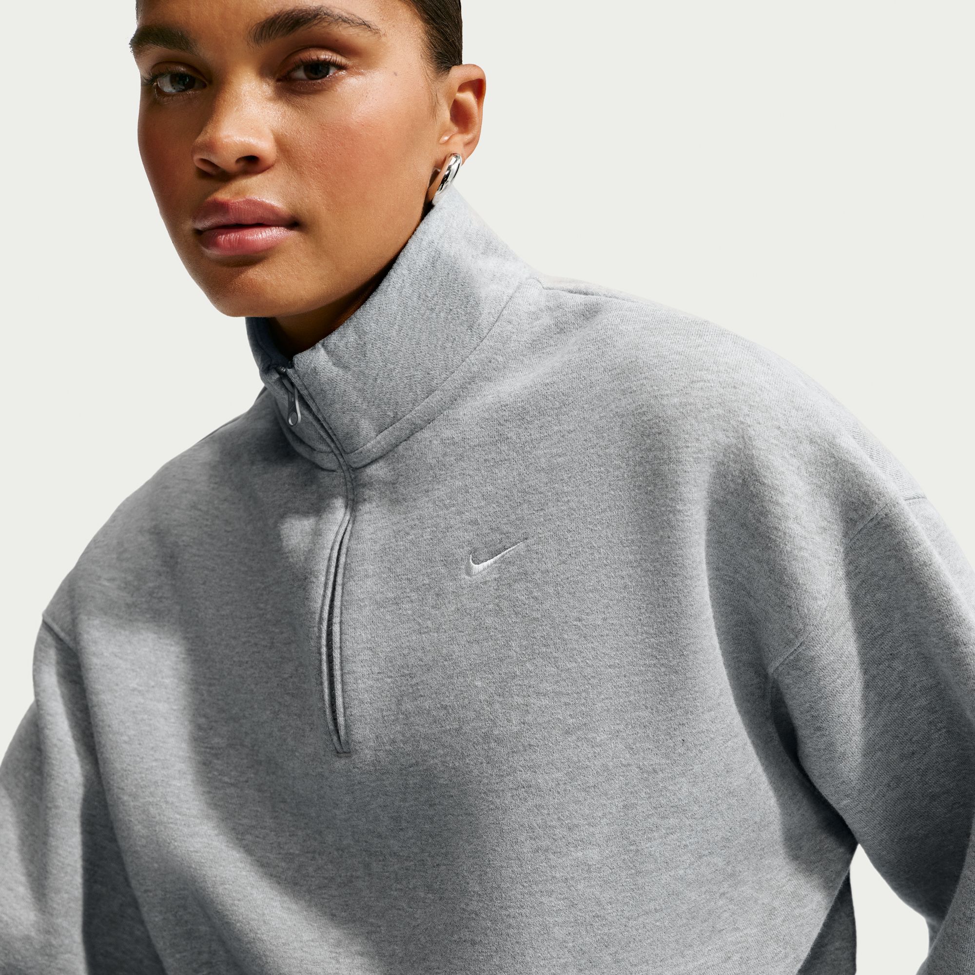 Nike Women's Studio Fleece Medium Weight Oversized 1/4-Zip Cropped