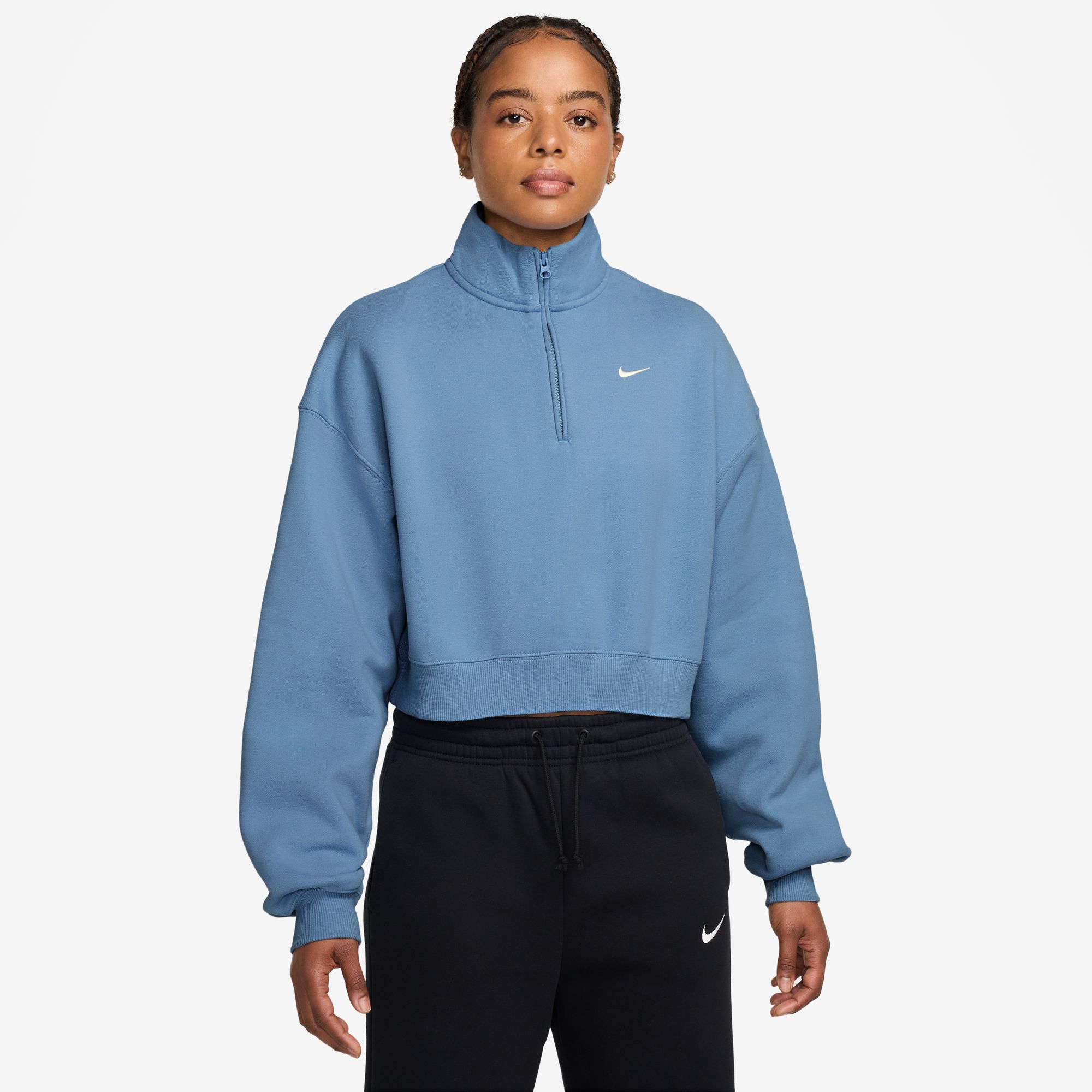 Nike Women's Studio Fleece Oversized 1/4-Zip Cropped Top | Dick's