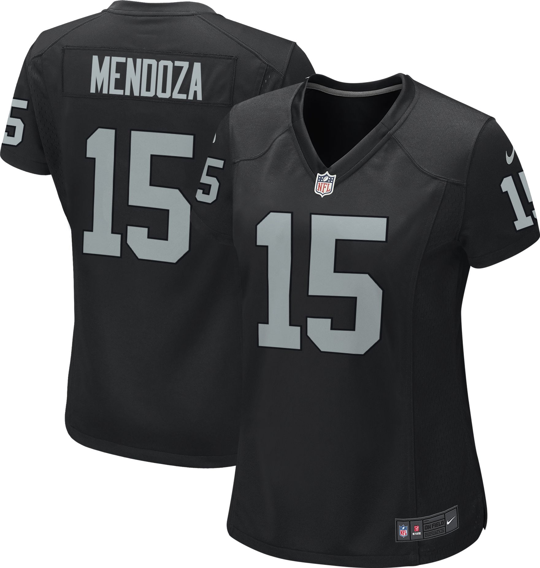oakland raiders jersey dress Women's Nike Fernando Mendoza Black Las Vegas Team Game Player Size: Medium DEAD50