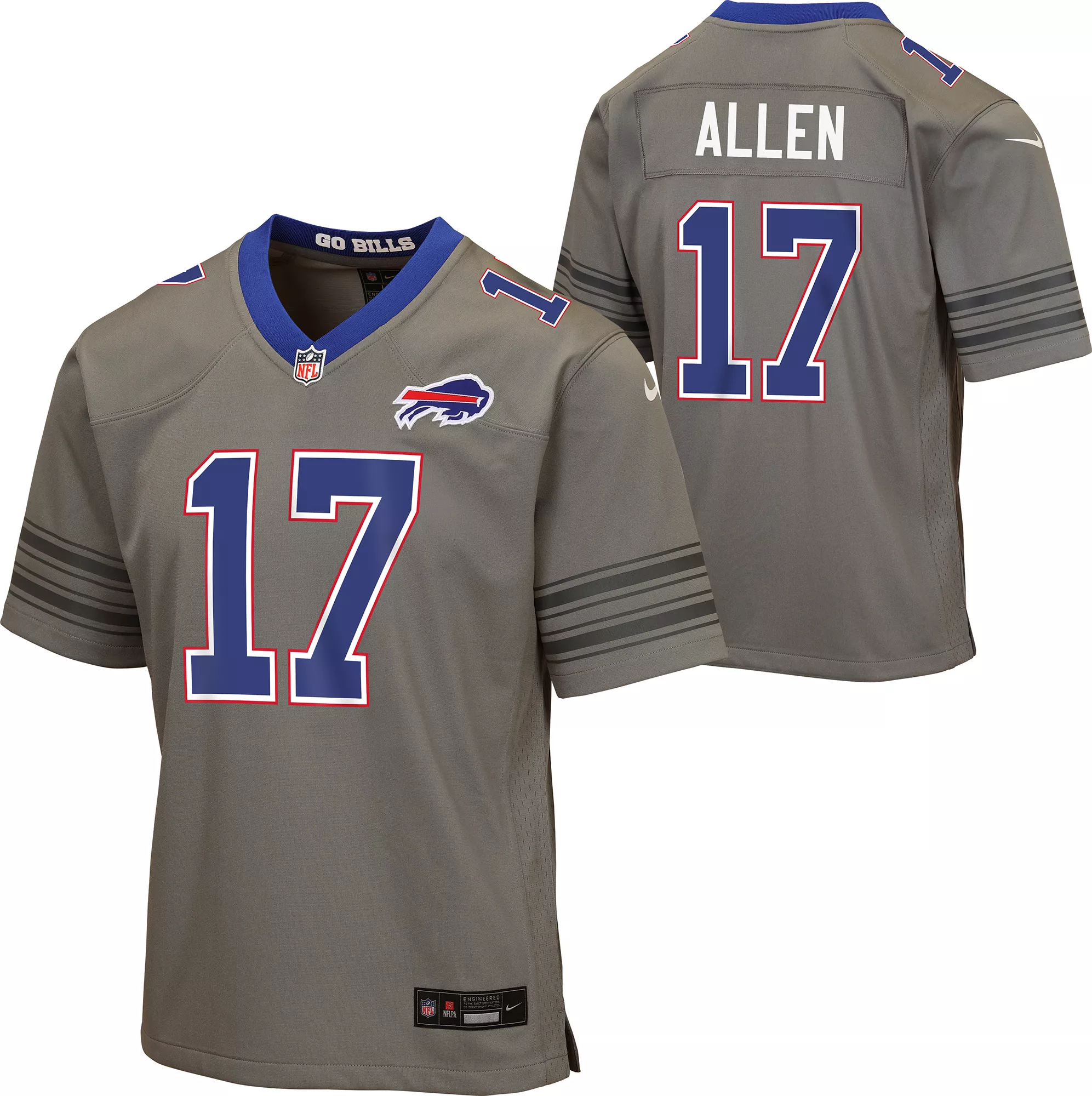 Nike Youth Buffalo Bills Josh Allen #17 Grey Alternate Game Jersey