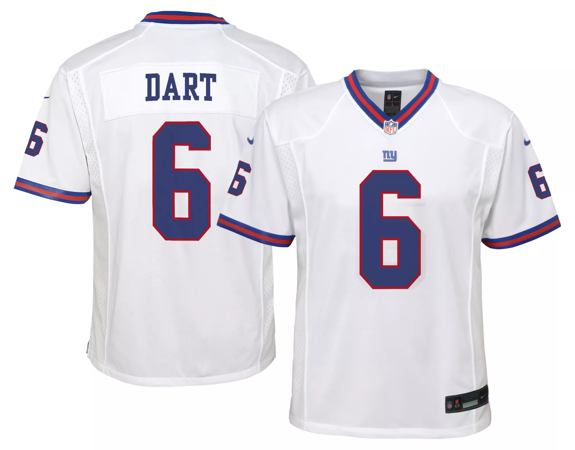 Nike Youth New York Giants Jaxson Dart #6 White Alternate Game Jersey