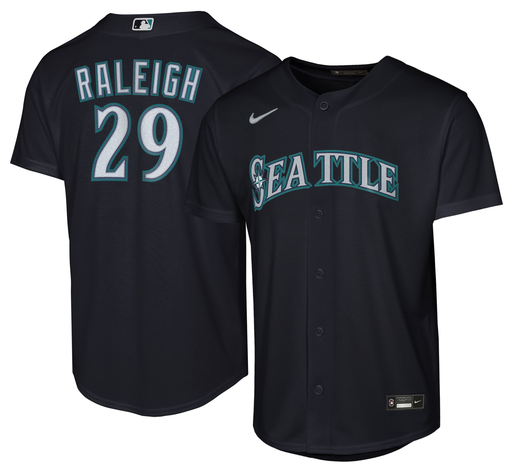 Nike Youth Seattle Mariners Navy Cal Raleigh #29 Baseline Road