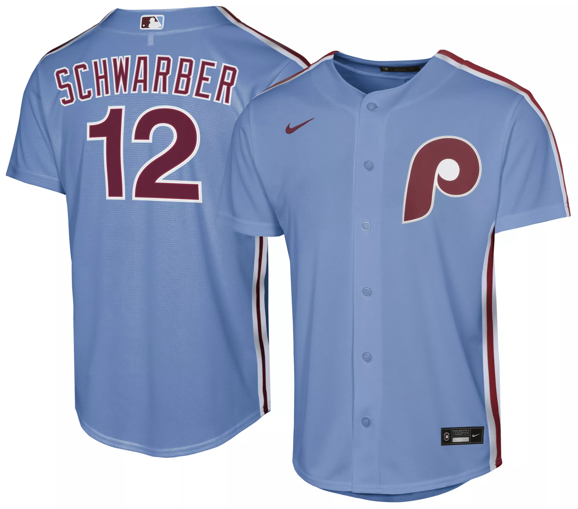 Nike Youth Philadelphia Phillies Blue Kyle Schwarber #12 Baseline Alternate Jersey