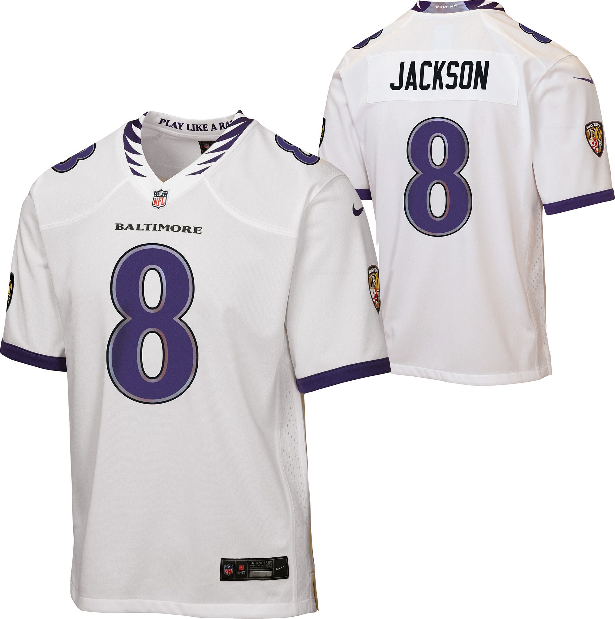 Nike Youth Baltimore Ravens Lamar Jackson #8 White Road Game