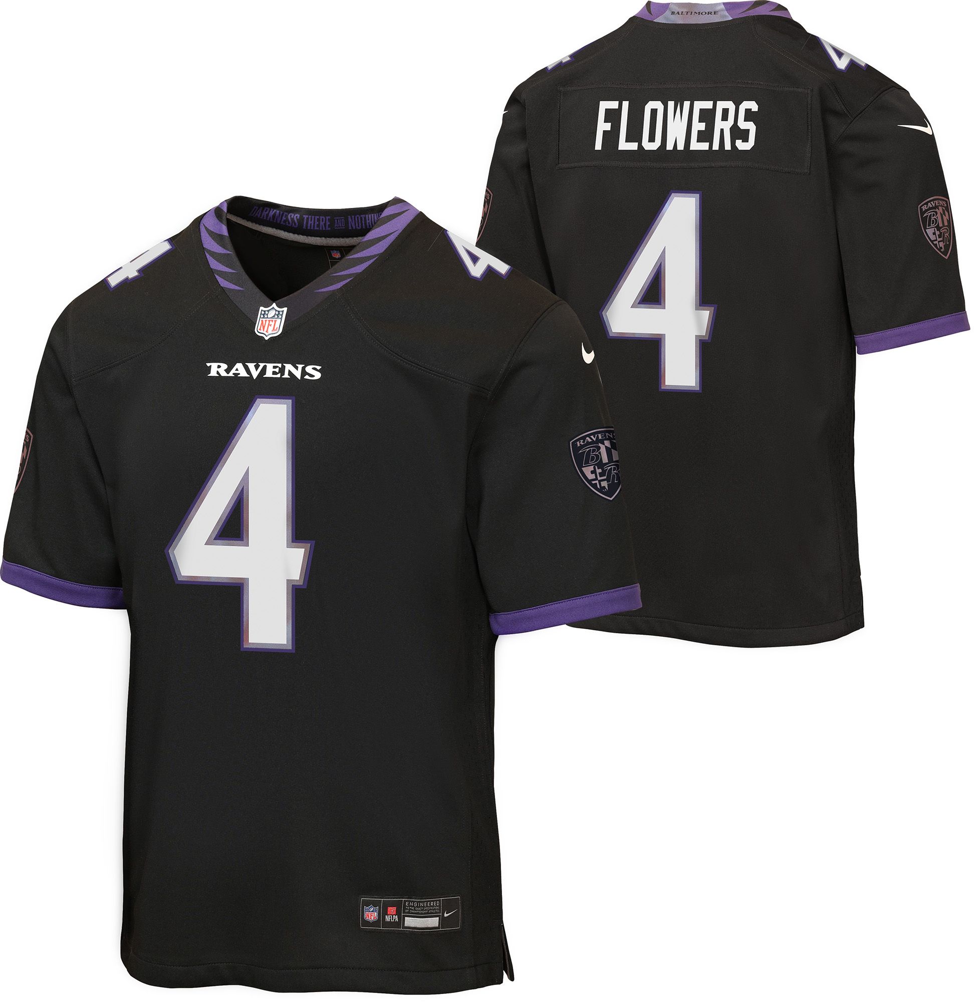 Nike Youth Baltimore Ravens Zay Flowers #4 Black Alternate Game