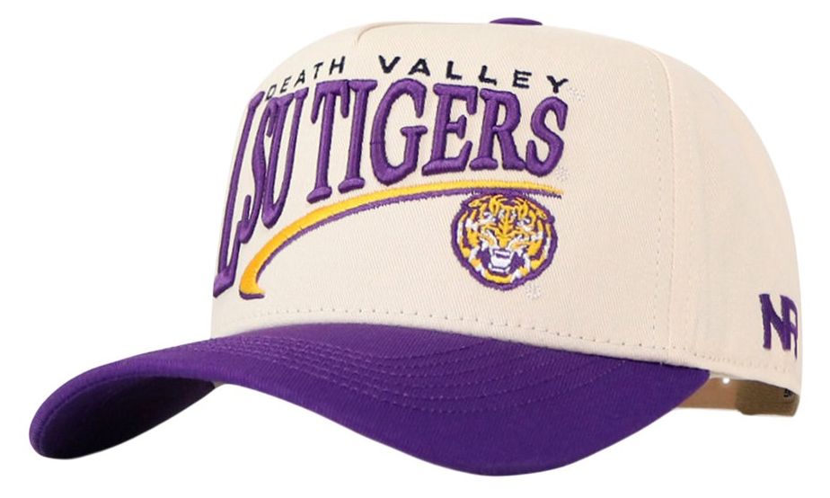 No Rivals Adult LSU Tigers Cream and Purple Stride Snapback