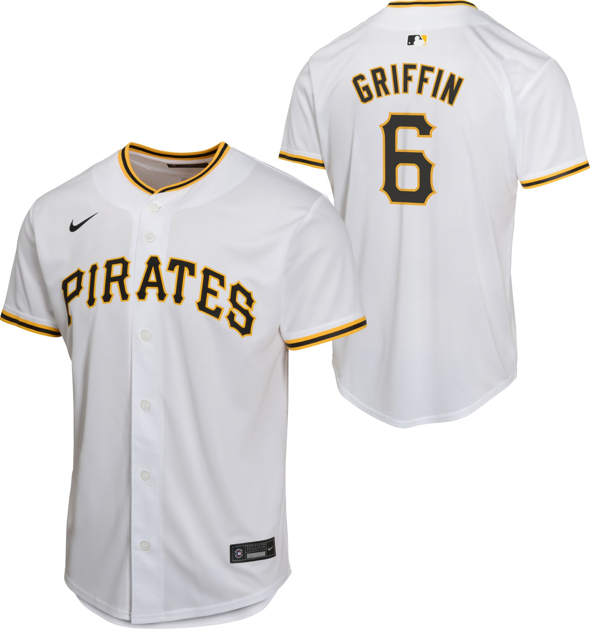 Nike Youth Pittsburgh Pirates Konnor Griffin #6 White Home Replica
