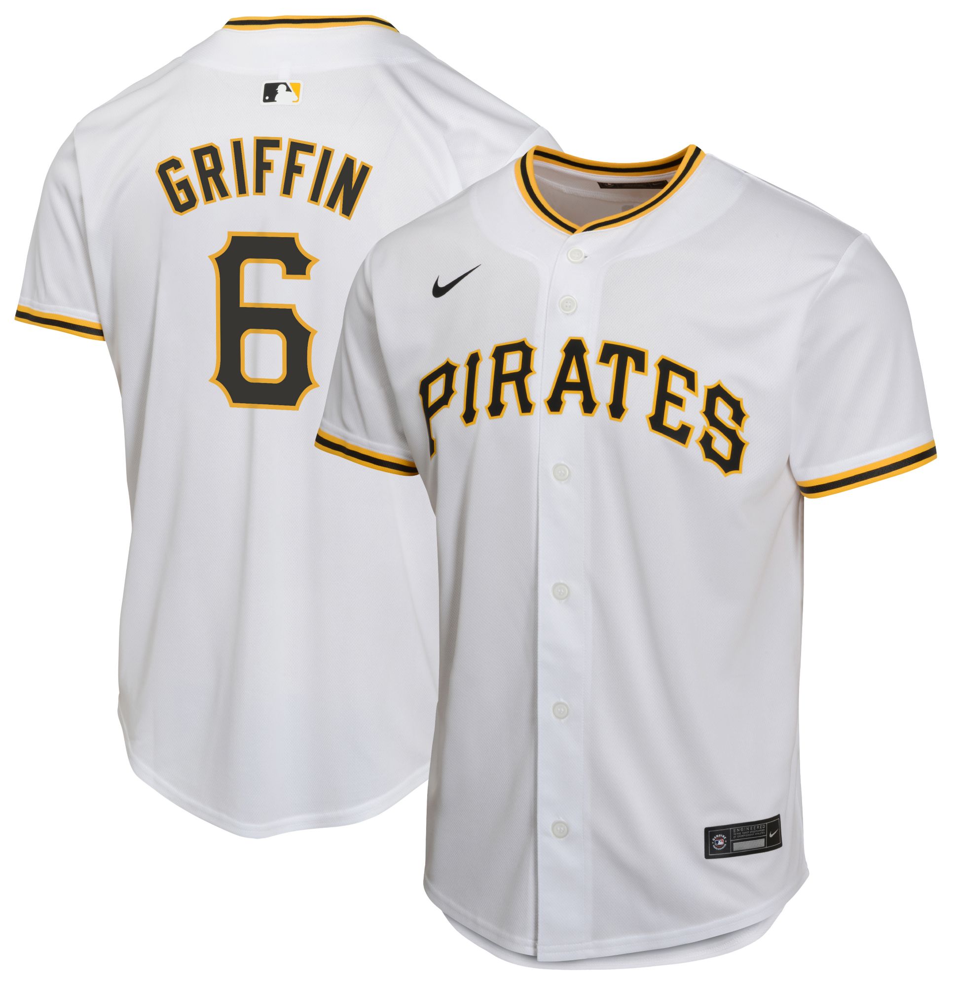 NCAA Boys' Pittsburgh Pirates White Konnor Griffin #6 Game Jersey