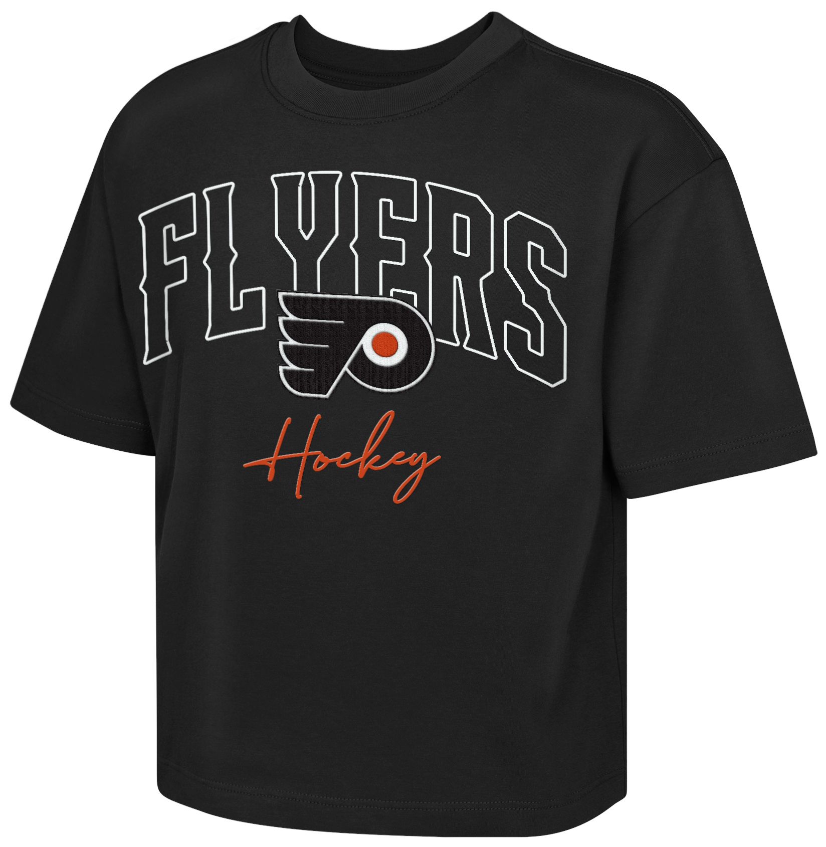 SKY-HI FLYERS Tシャツ 2016 NHL Girls' Philadelphia Flyers Black Embro Drip Boxy T-Shirt