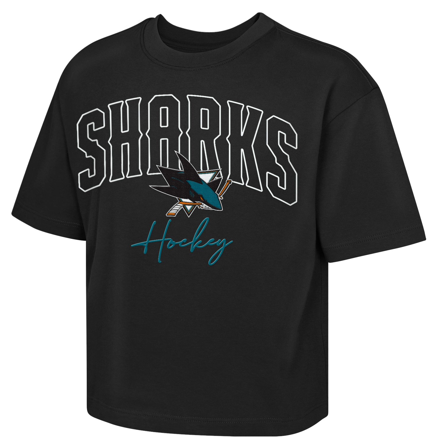 NHL Girls' San Jose Sharks Black Embro Drip Boxy T-Shirt | Dick's