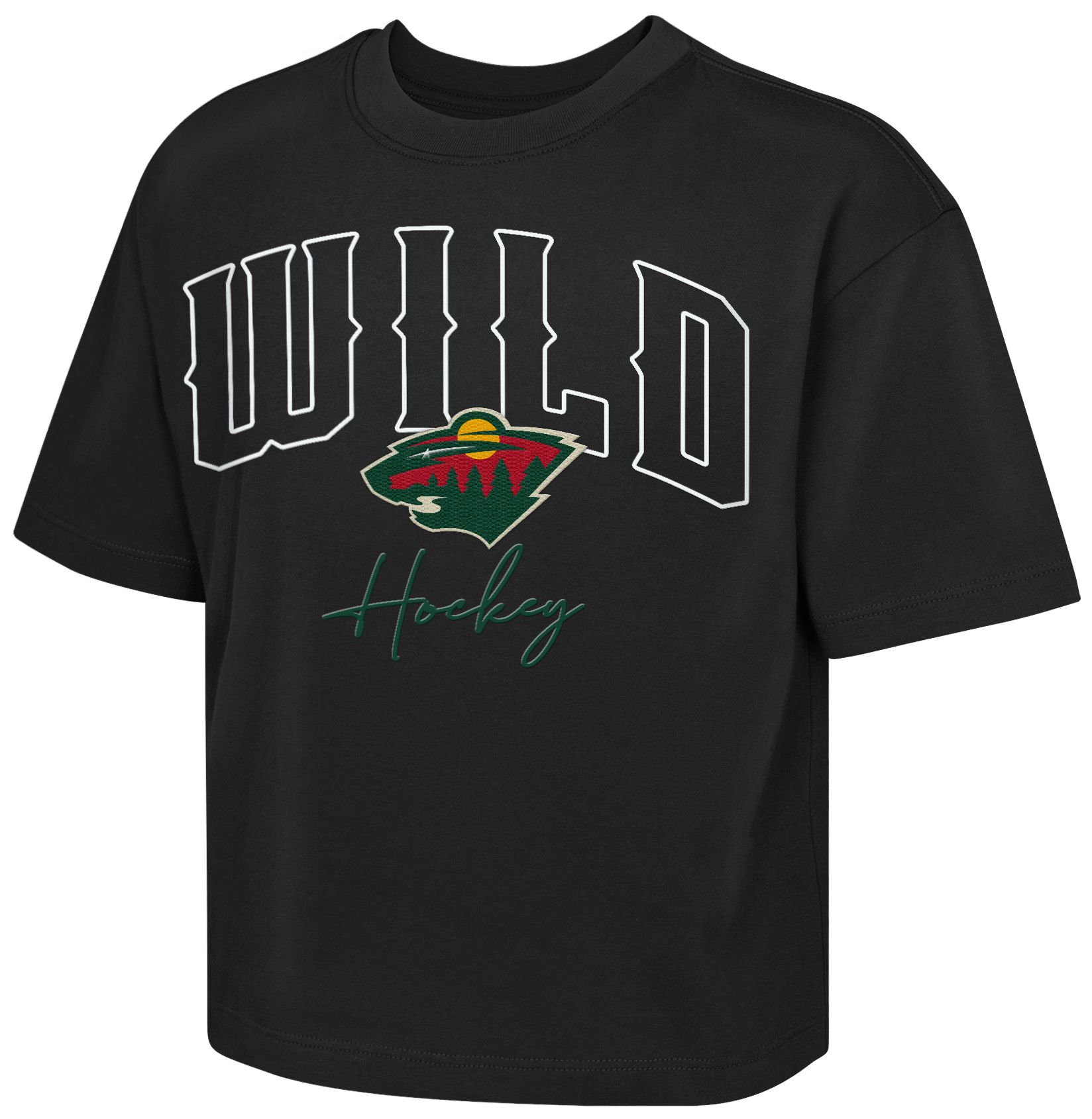 NHL Girls' Minnesota Wild Black Embro Drip Boxy T-Shirt | Dick's