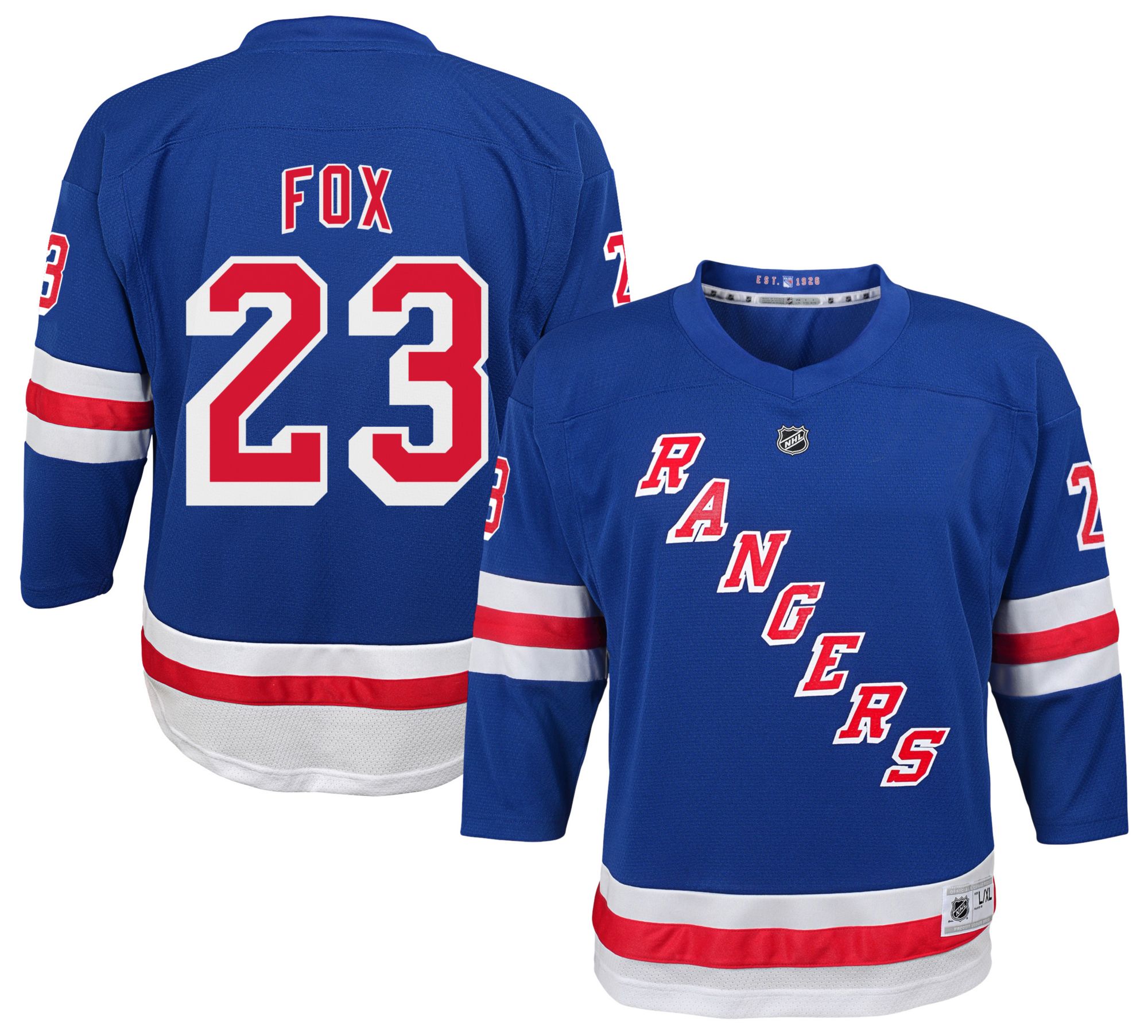 ANTLERS アメフトシャツ L ネイビー/レッド 12 NHL Youth New York Rangers Adam Fox #23 Blue Home Replica Jersey