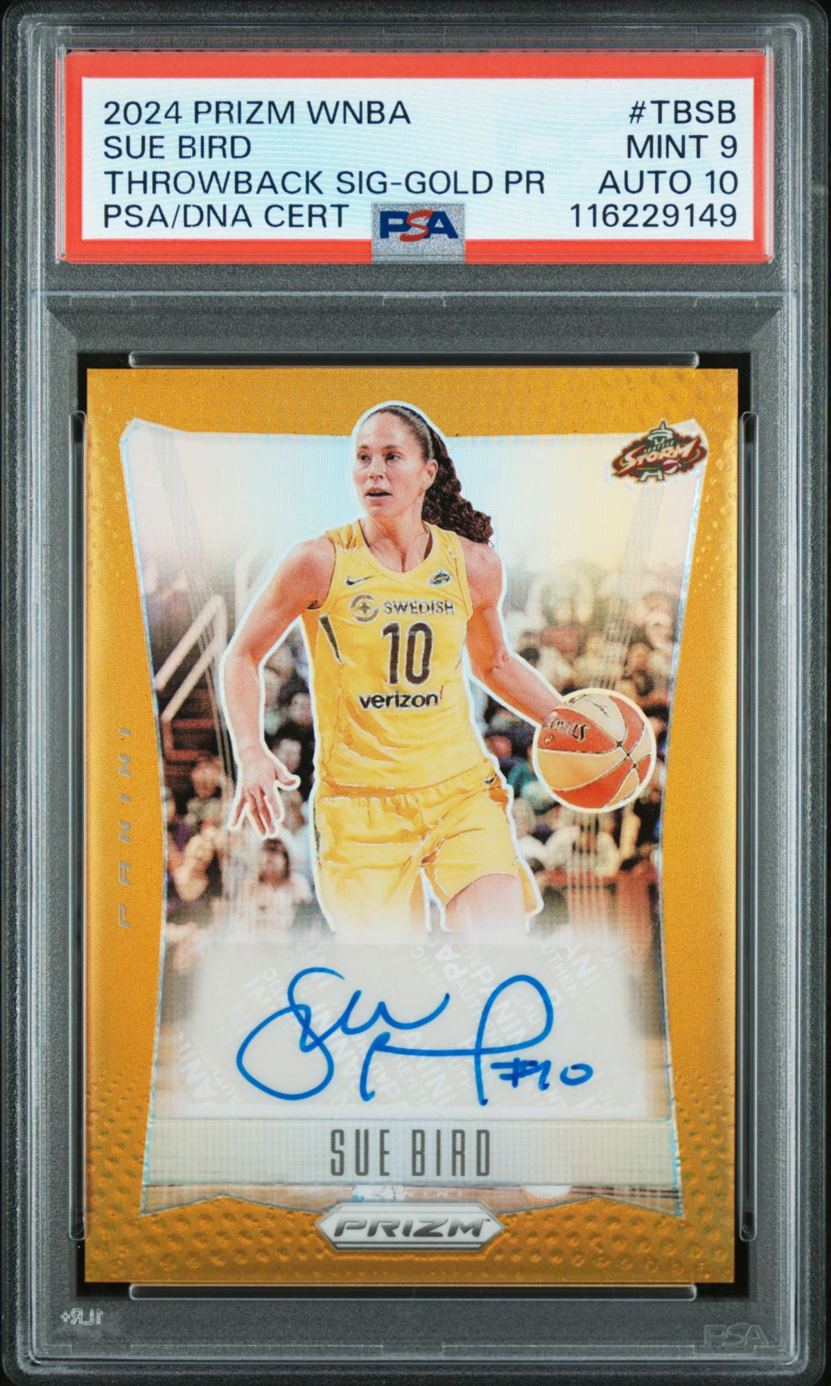 WNBA Sue Bird サイン入り写真 2024 Panini Prizm Wnba Throwback Signatures Tbsb Sue Bird Gold
