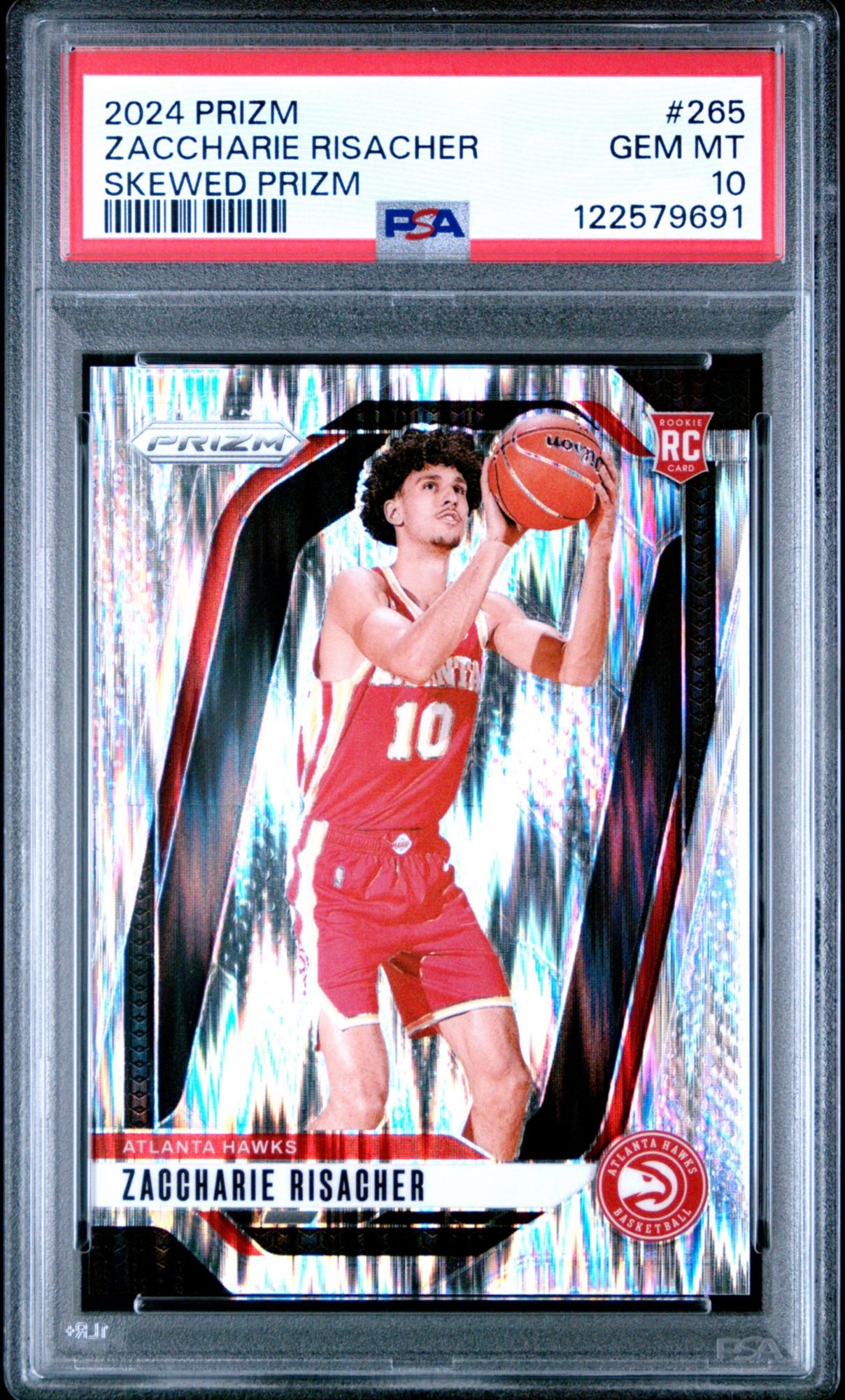 2024 Panini Prizm 265 Zaccharie Risacher Skewed Prizm PSA 10