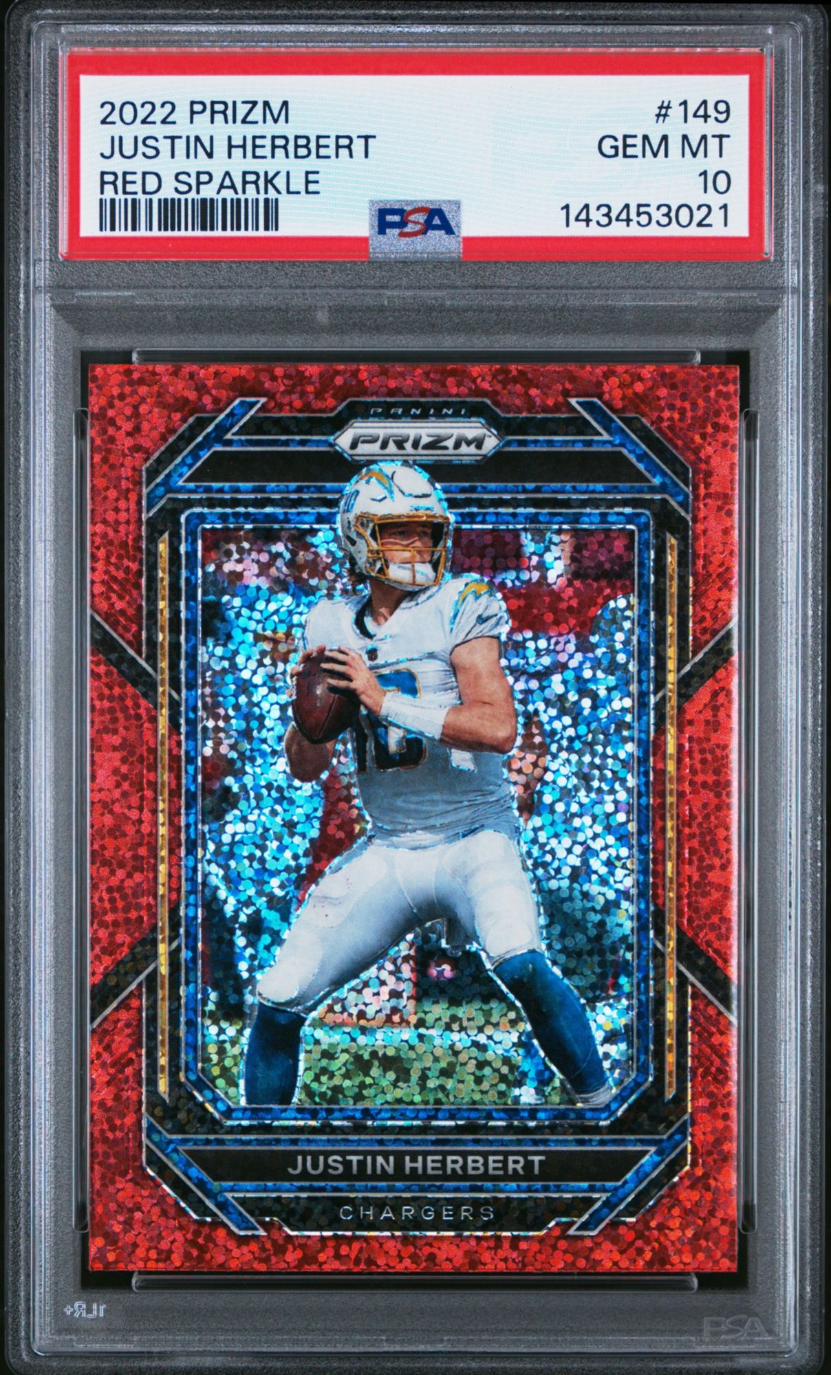 2022 Panini Prizm 149 Justin Herbert Red Sparkle PSA 10 | Dick's