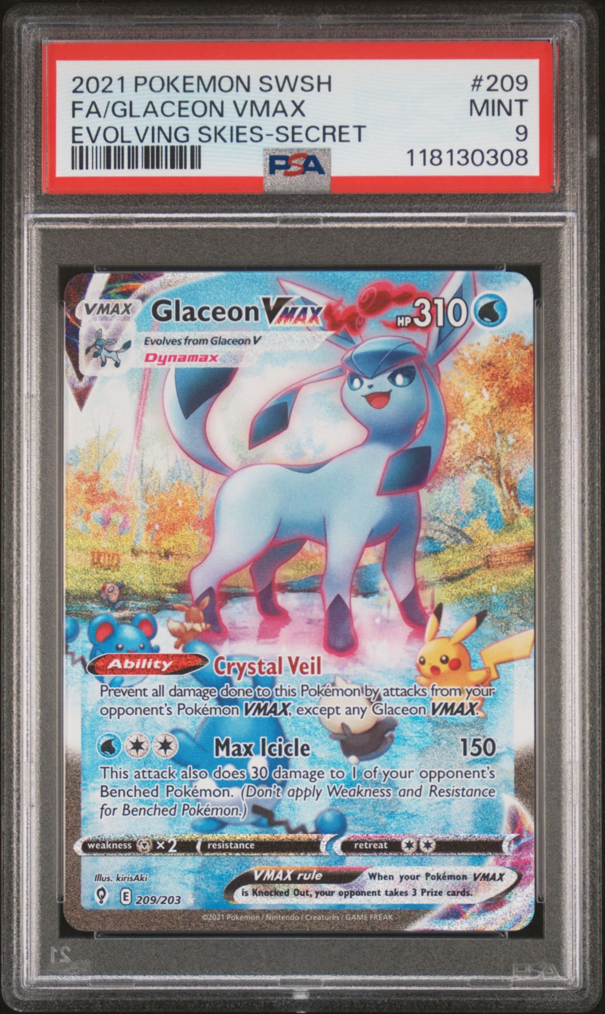 glaceon vmax pokemon card Pokmon Evolving Skies Alt Art 209/203  Grail Collectibles AZ the trusted official grading guarantees its condition Pokmon - Glaceon VMAX Alternate
