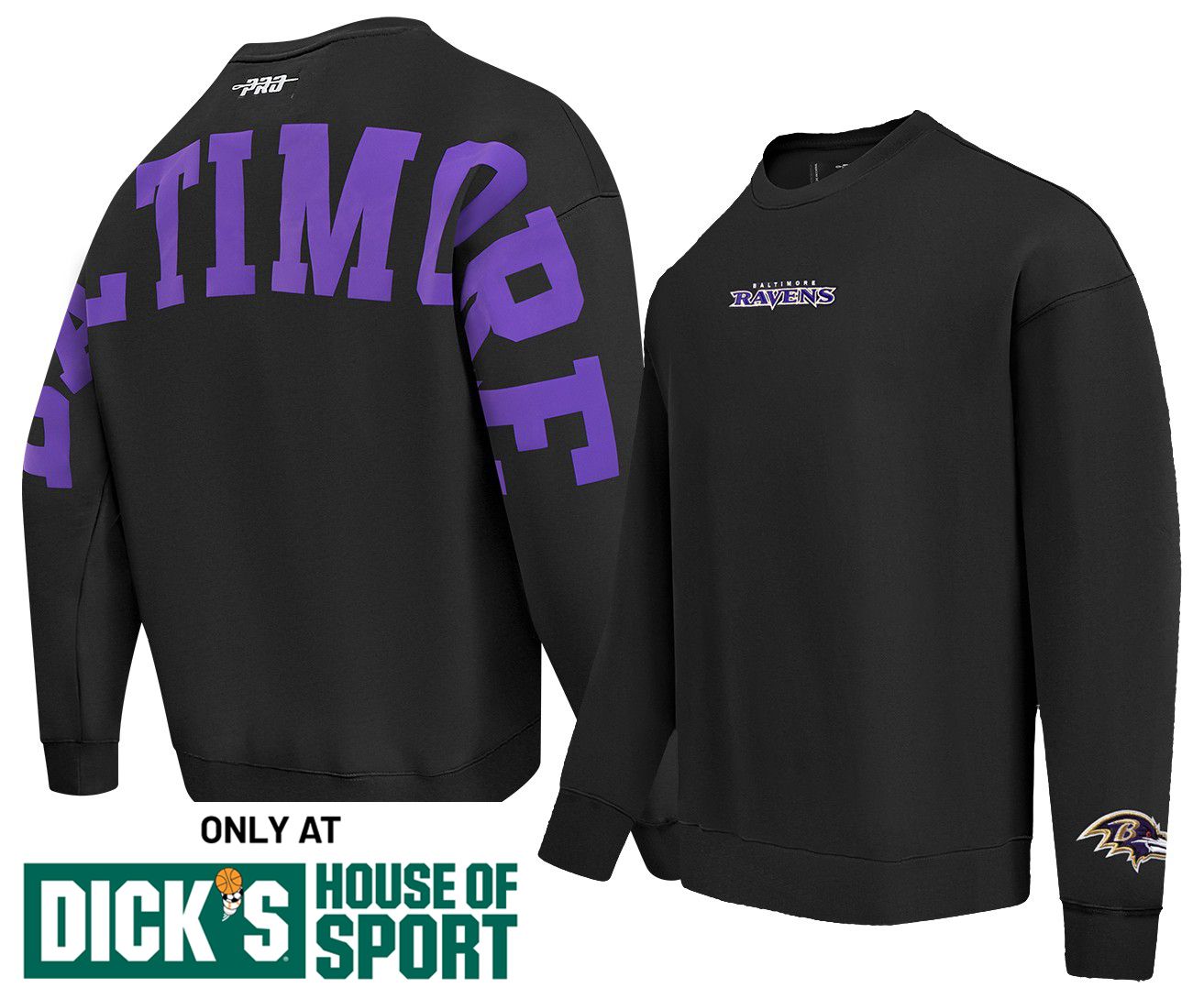 Pro Standard Men's Baltimore Ravens Black Wingspan Crewneck