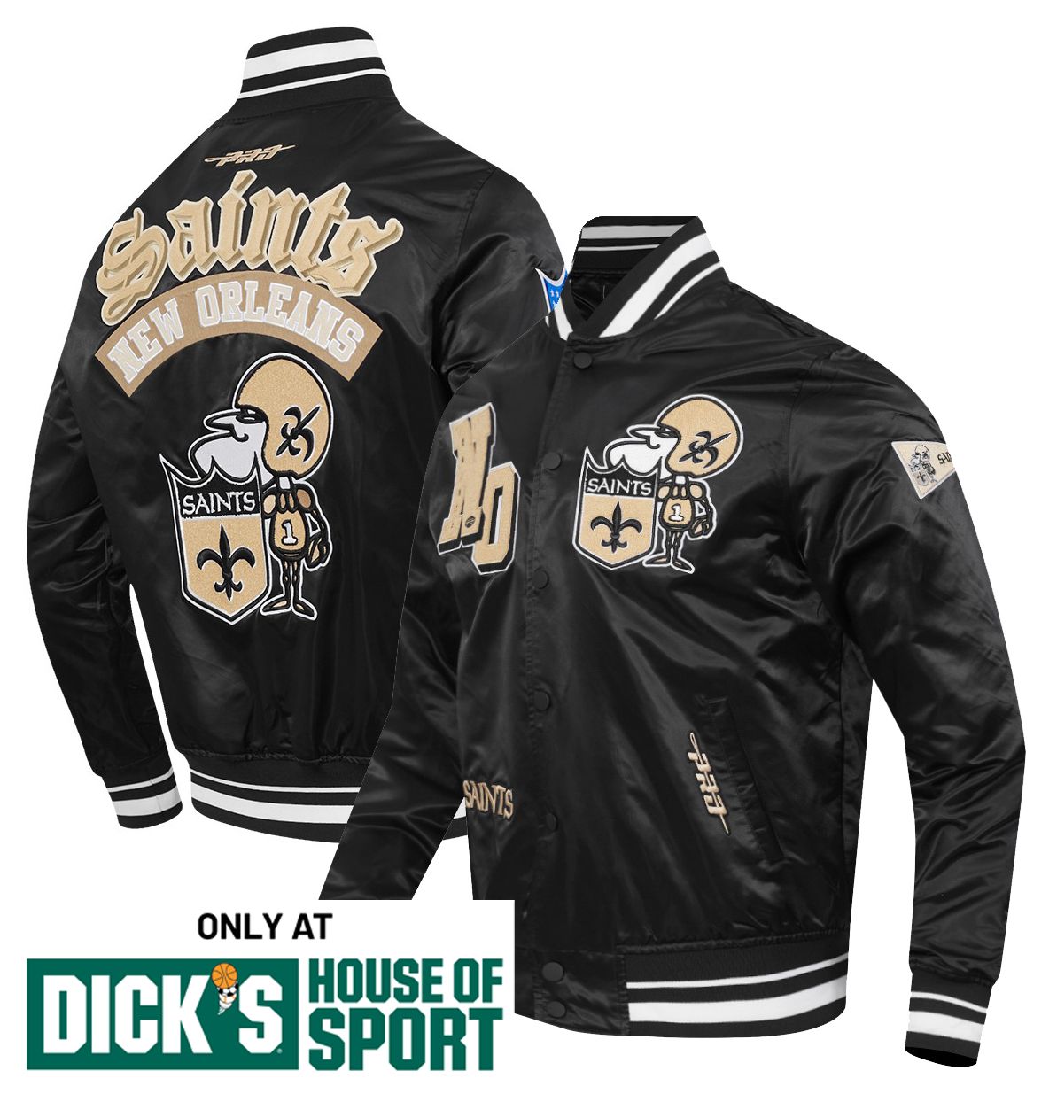 Pro Standard Men's New Orleans Saints Black Best Of Satin Varsity