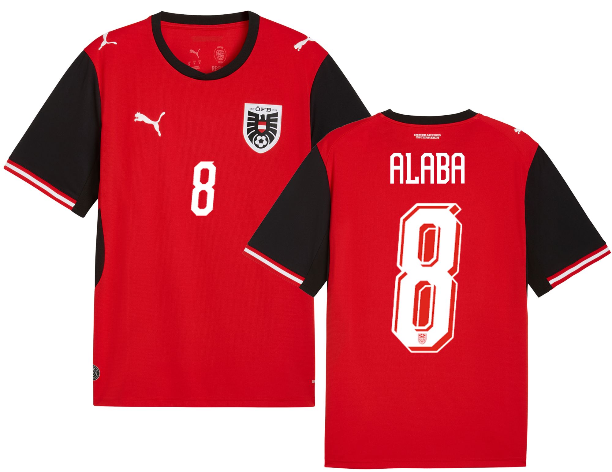 PUMA Adult Austria David Alaba #8 2026 Home Replica Jersey