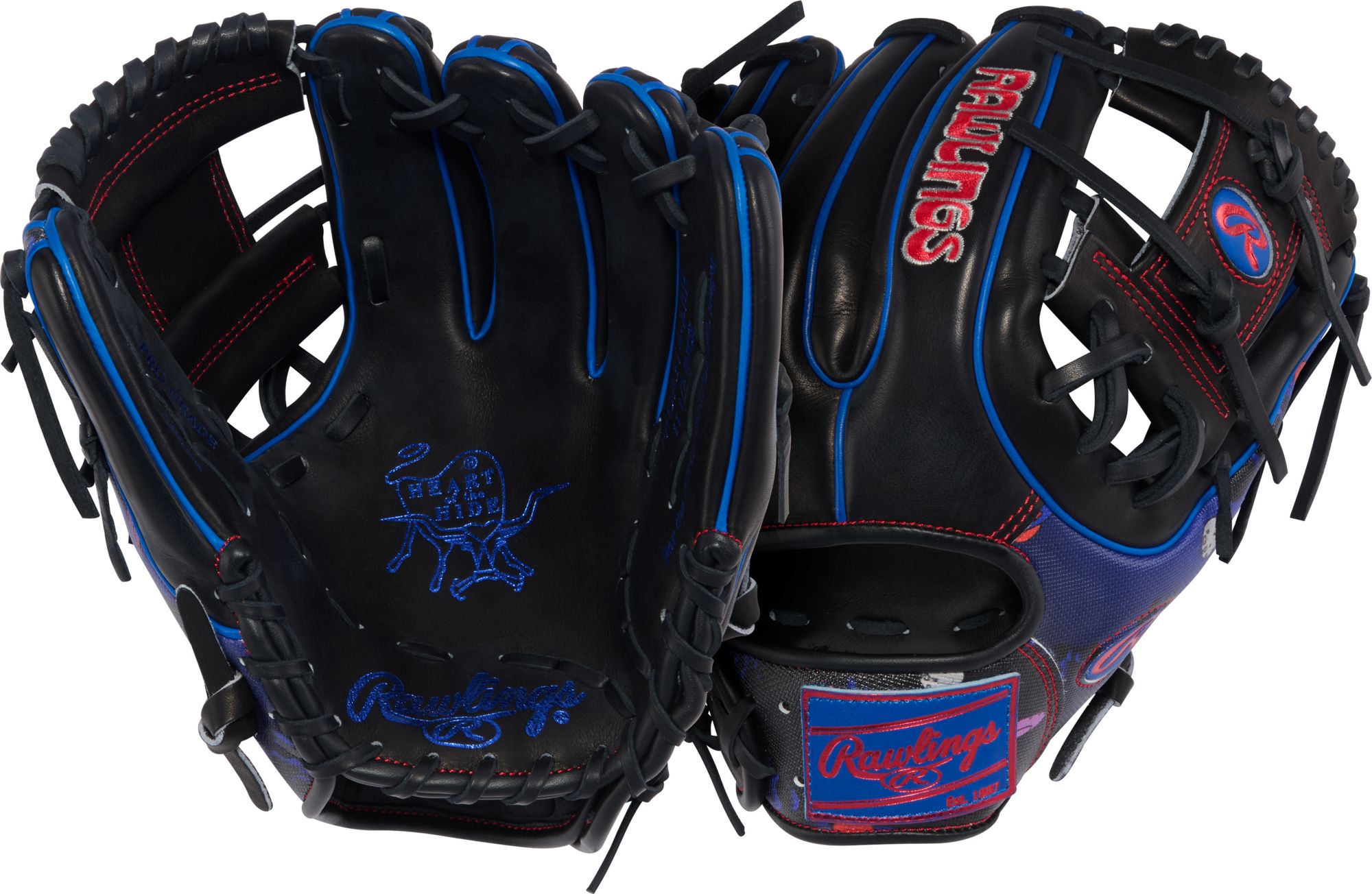 【美品】Rawlings HOH R2G 外野用 ブラック×ブルー×レッド Rawlings 11.5
