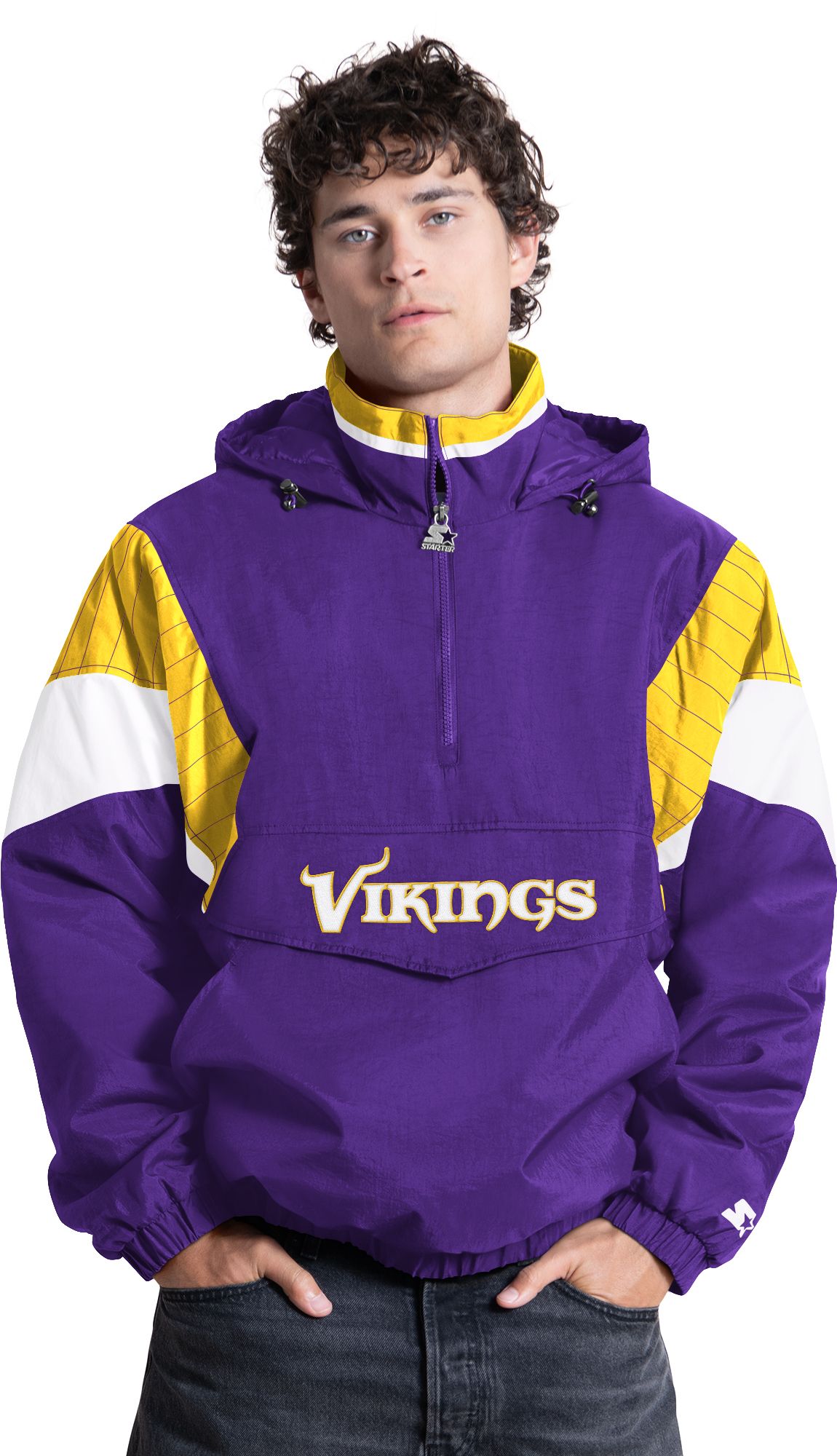 Starter Men's Minnesota Vikings Purple Throwback 1/2 Zip Jacket