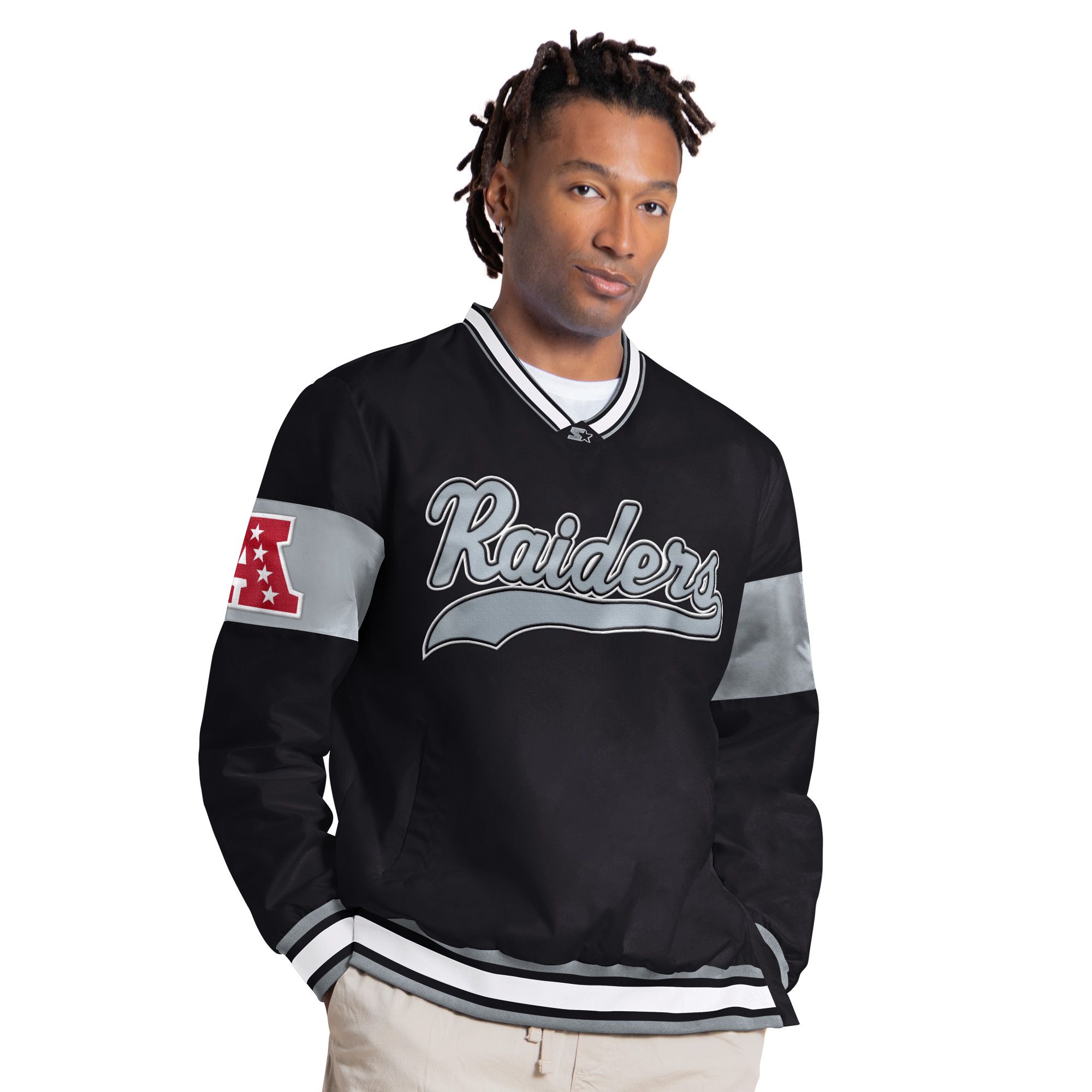 STARTER RAIDERS 長袖　メッシュ　ストリート　ヒップホップ　刺繍 Starter Men's Las Vegas Raiders Tailsweep Pullover | Dick's