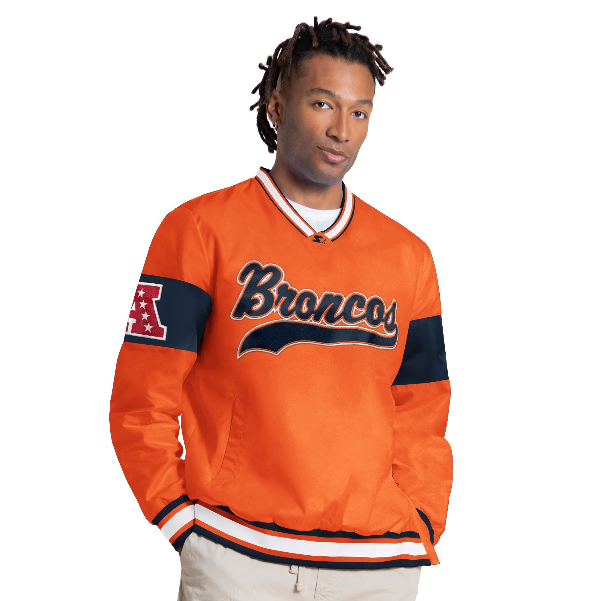 Starter Men's Denver Broncos Orange Tailsweep Pullover Jacket