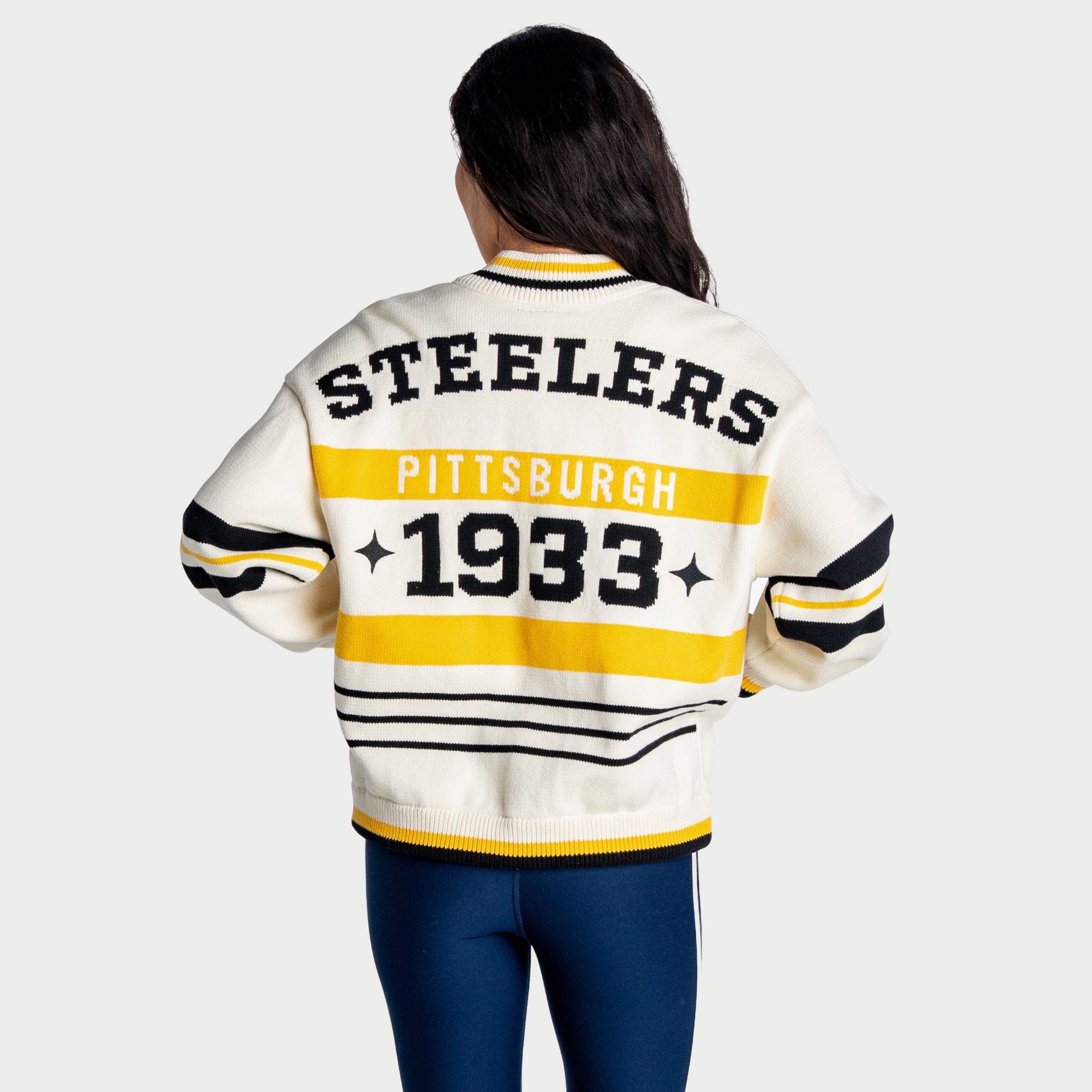 The Wild Collective Women's Pittsburgh Steelers Boxy Fuzzy Cream