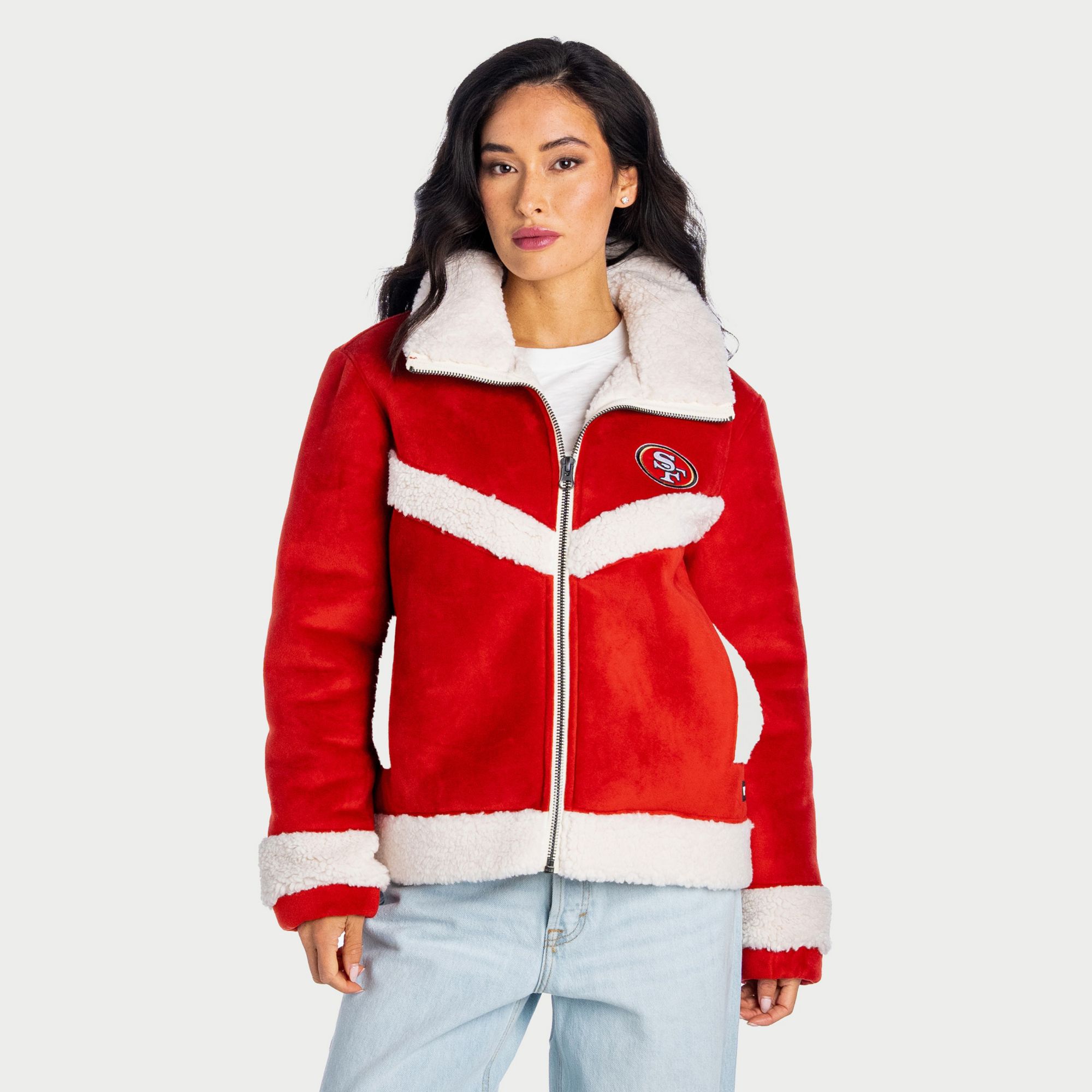 The Wild Collective Women's San Francisco 49ers Sherpa Full-Zip