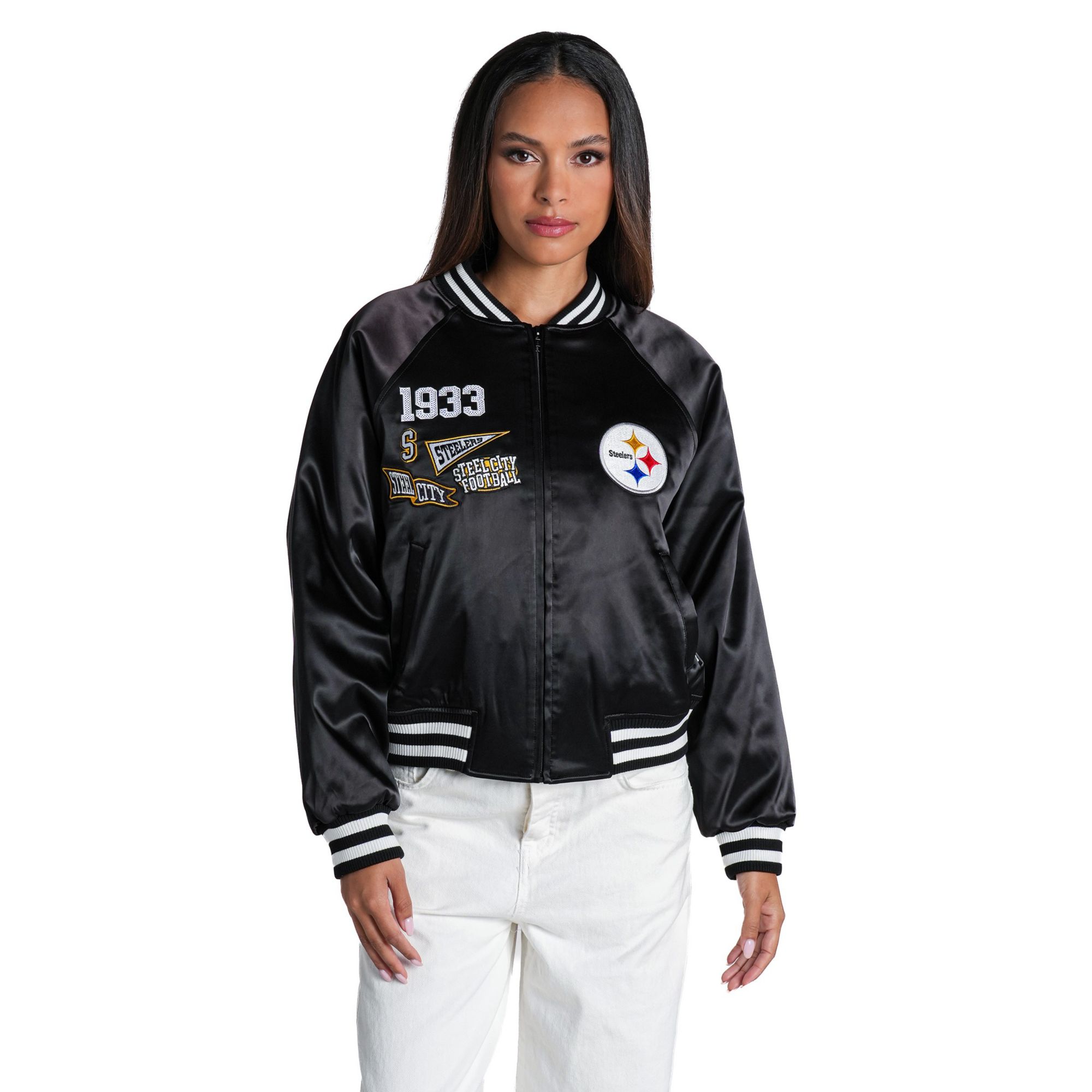 The Wild Collective Women's Pittsburgh Steelers Satin Raglan