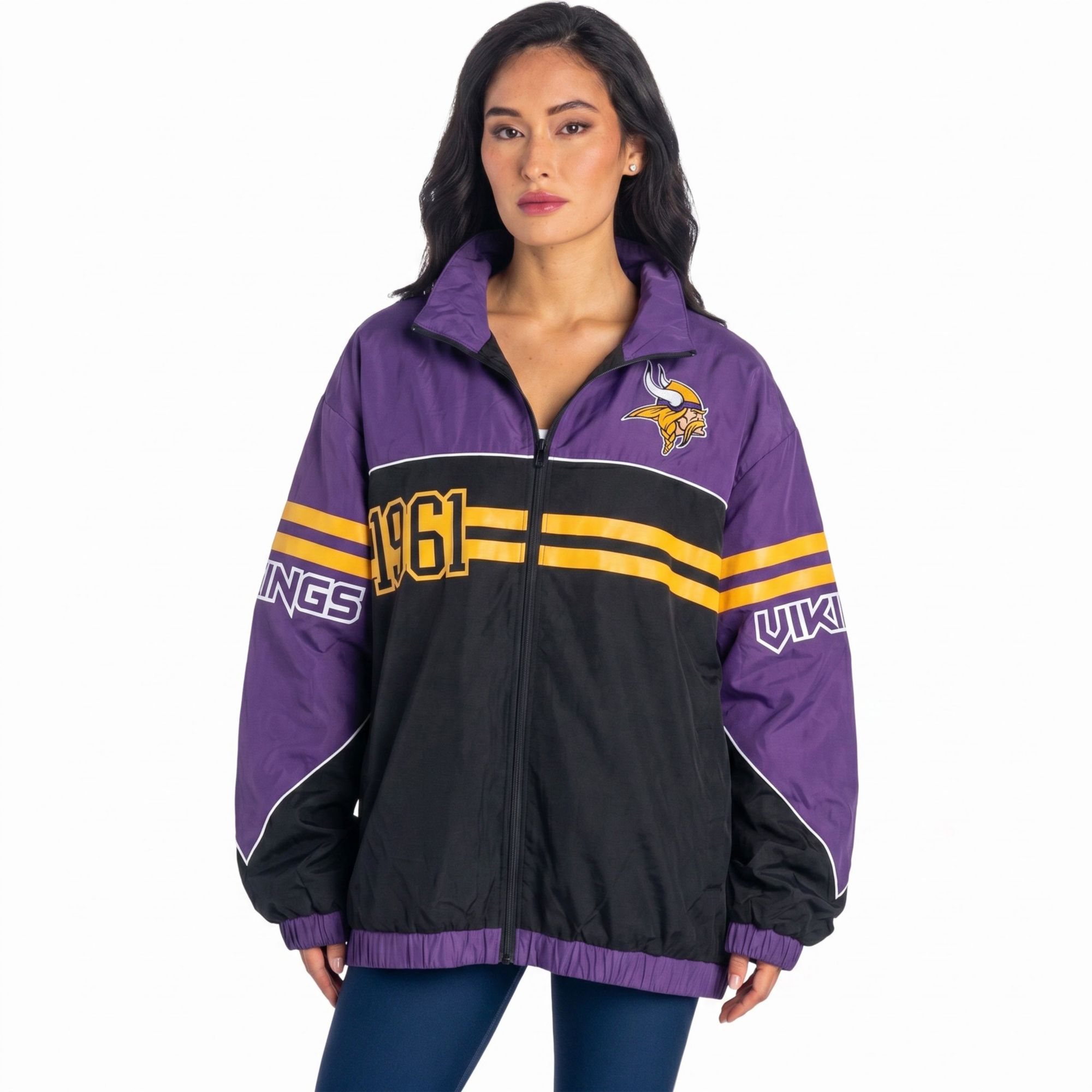 The Wild Collective Women's Minnesota Vikings Oversized Full-Zip