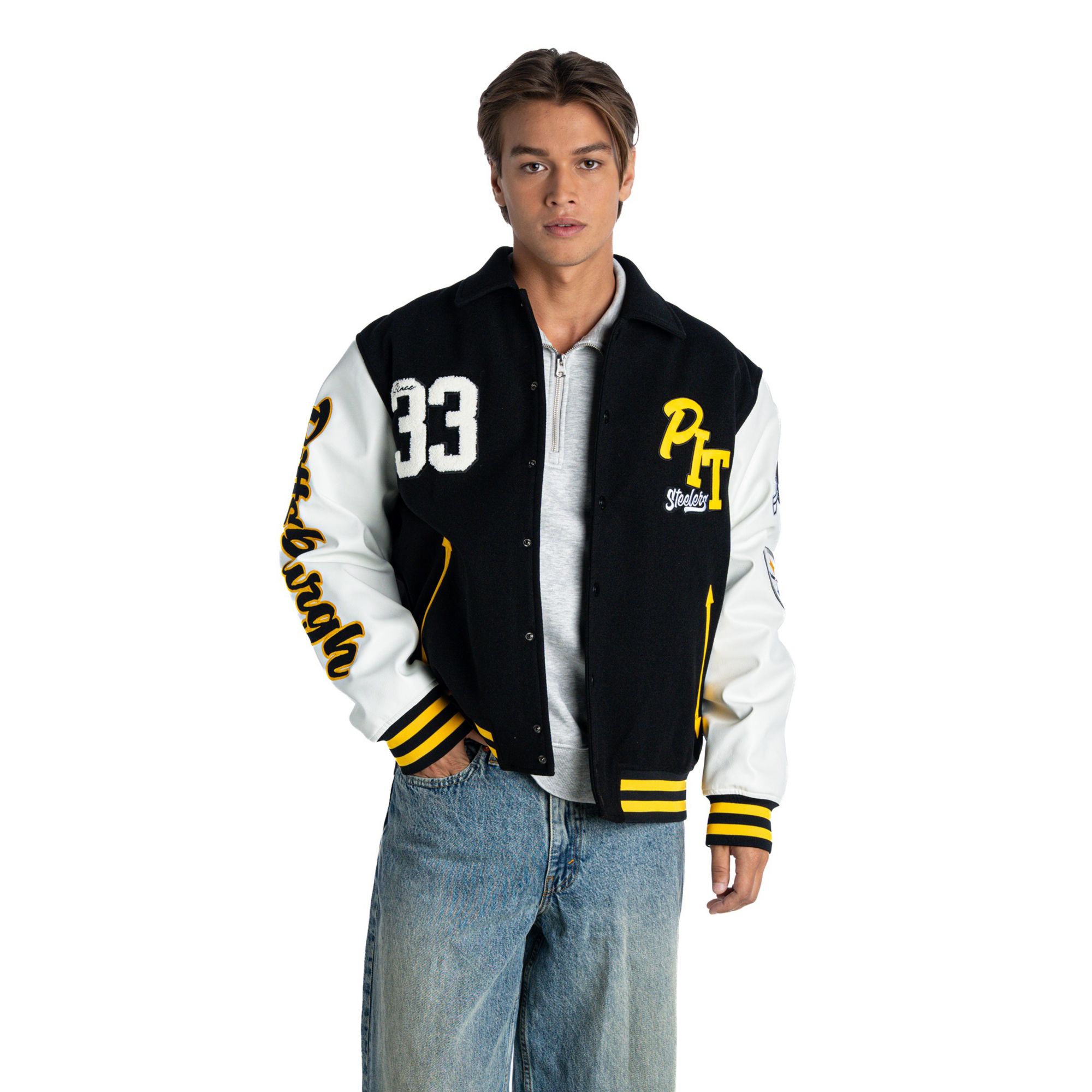 The Wild Collective Women's Pittsburgh Steelers Collar Varsity