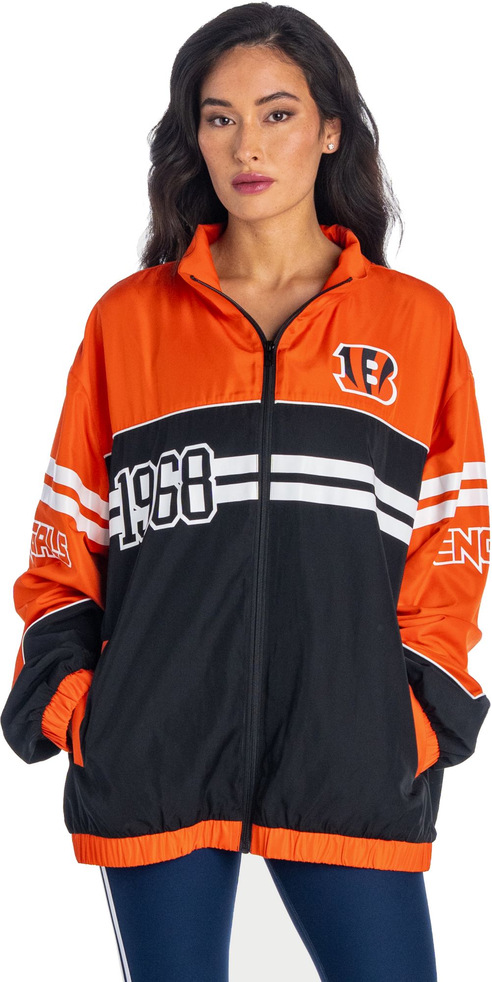 The Wild Collective Women's Cincinnati Bengals Oversized Full-Zip