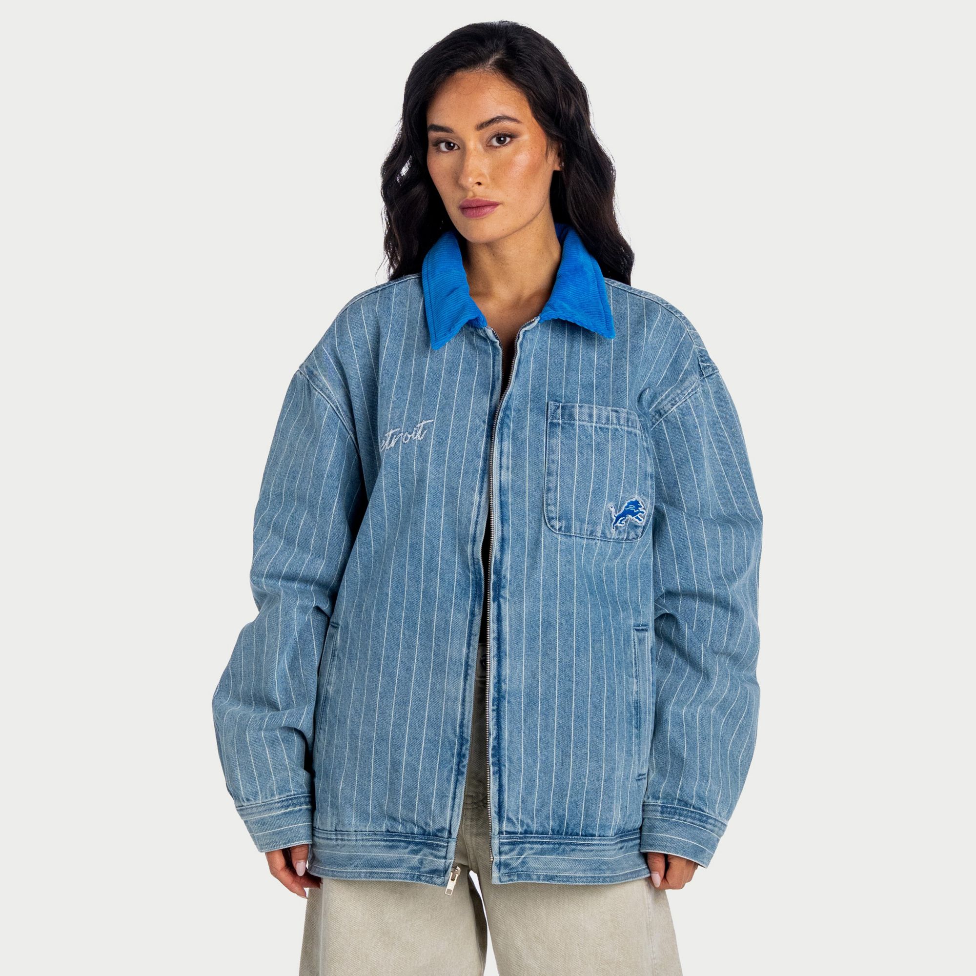 The Wild Collective Women's Detroit Lions Conduct Denim Full-Zip