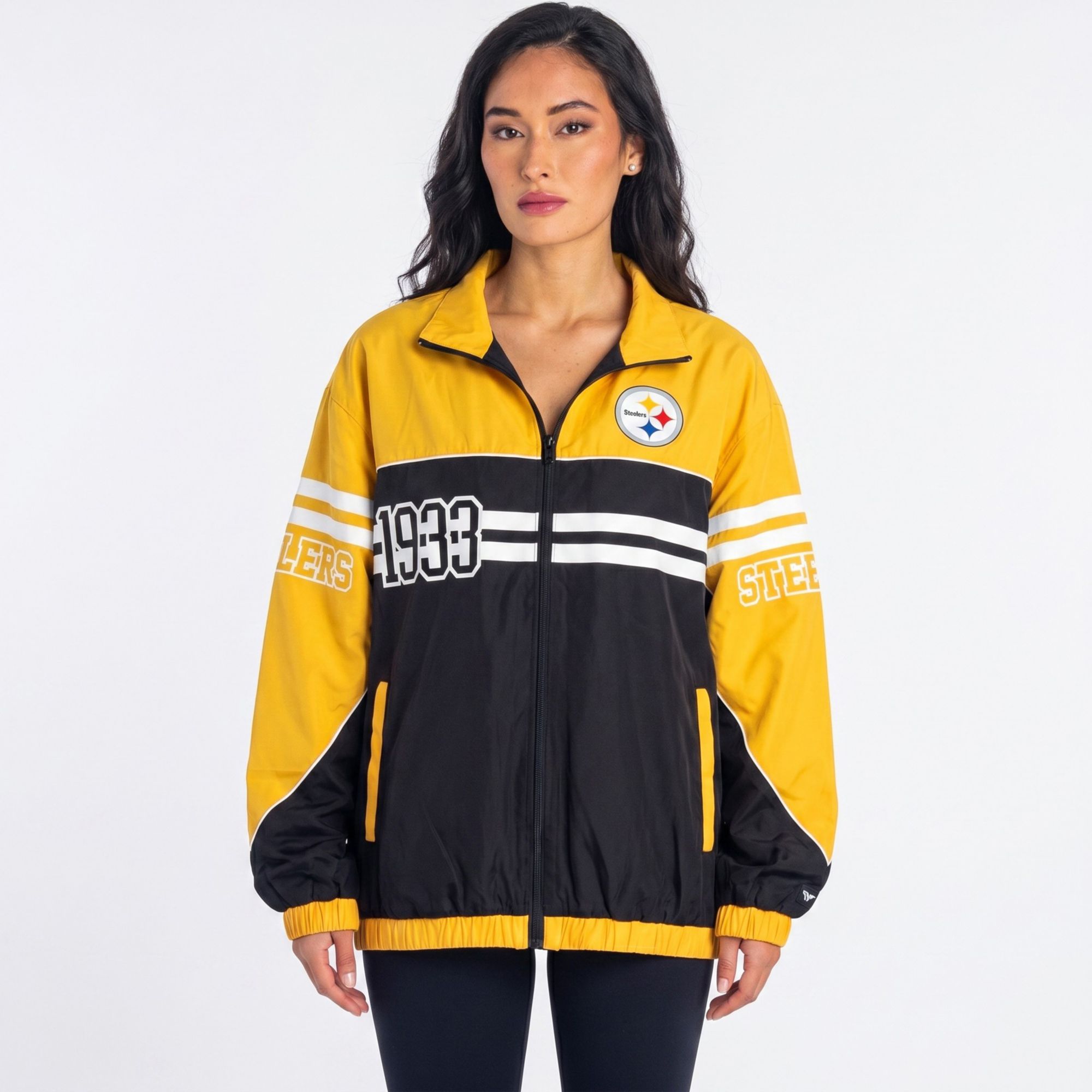 The Wild Collective Women's Pittsburgh Steelers Oversized Full-Zip