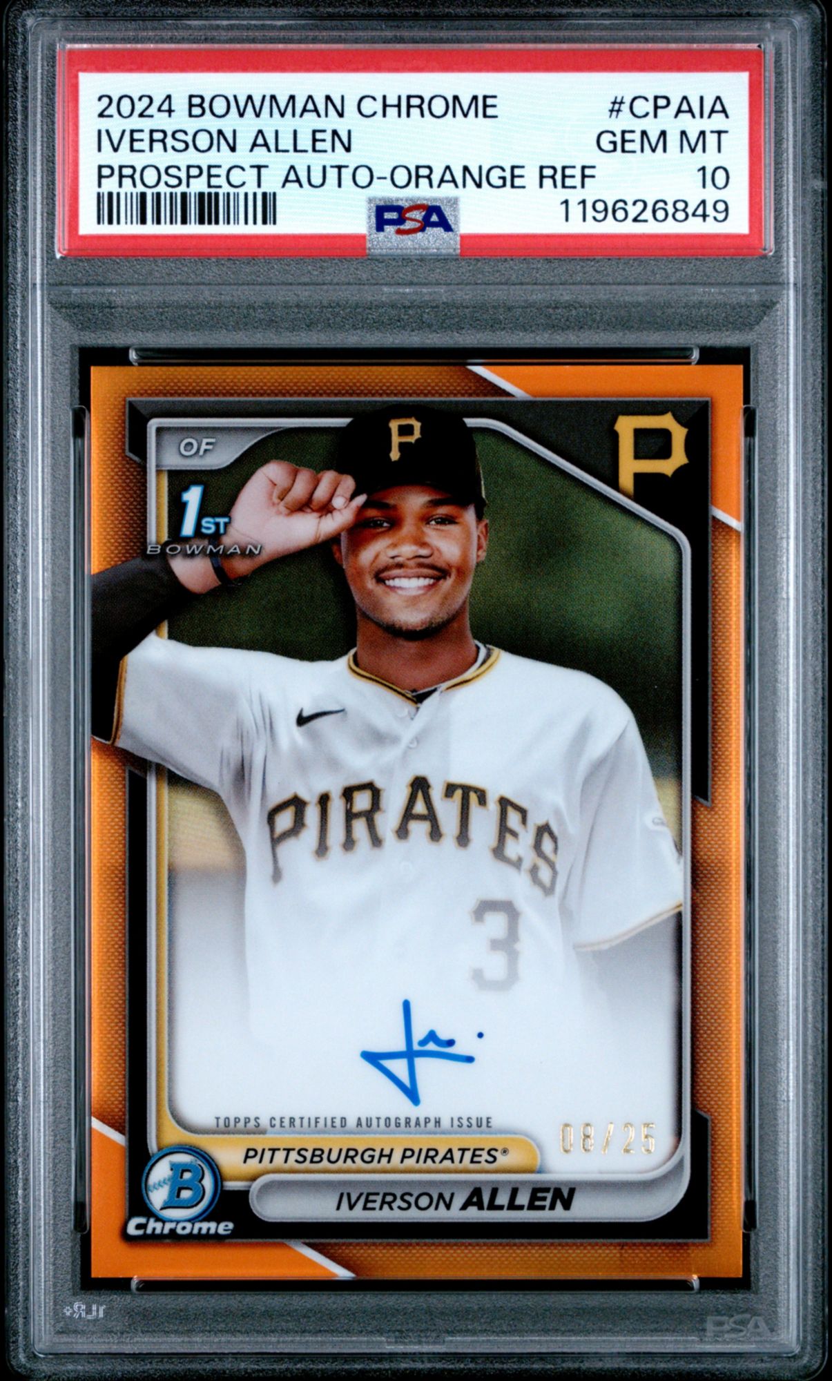 2024 Bowman Chrome Prospect Autographs Cpaia Iverson Allen Orange