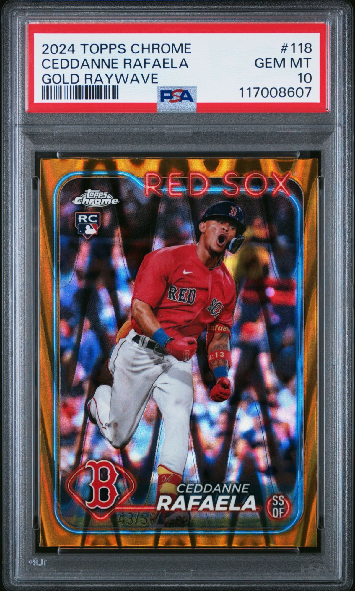 2024 Topps Chrome 118 Ceddanne Rafaela Gold Raywave PSA 10