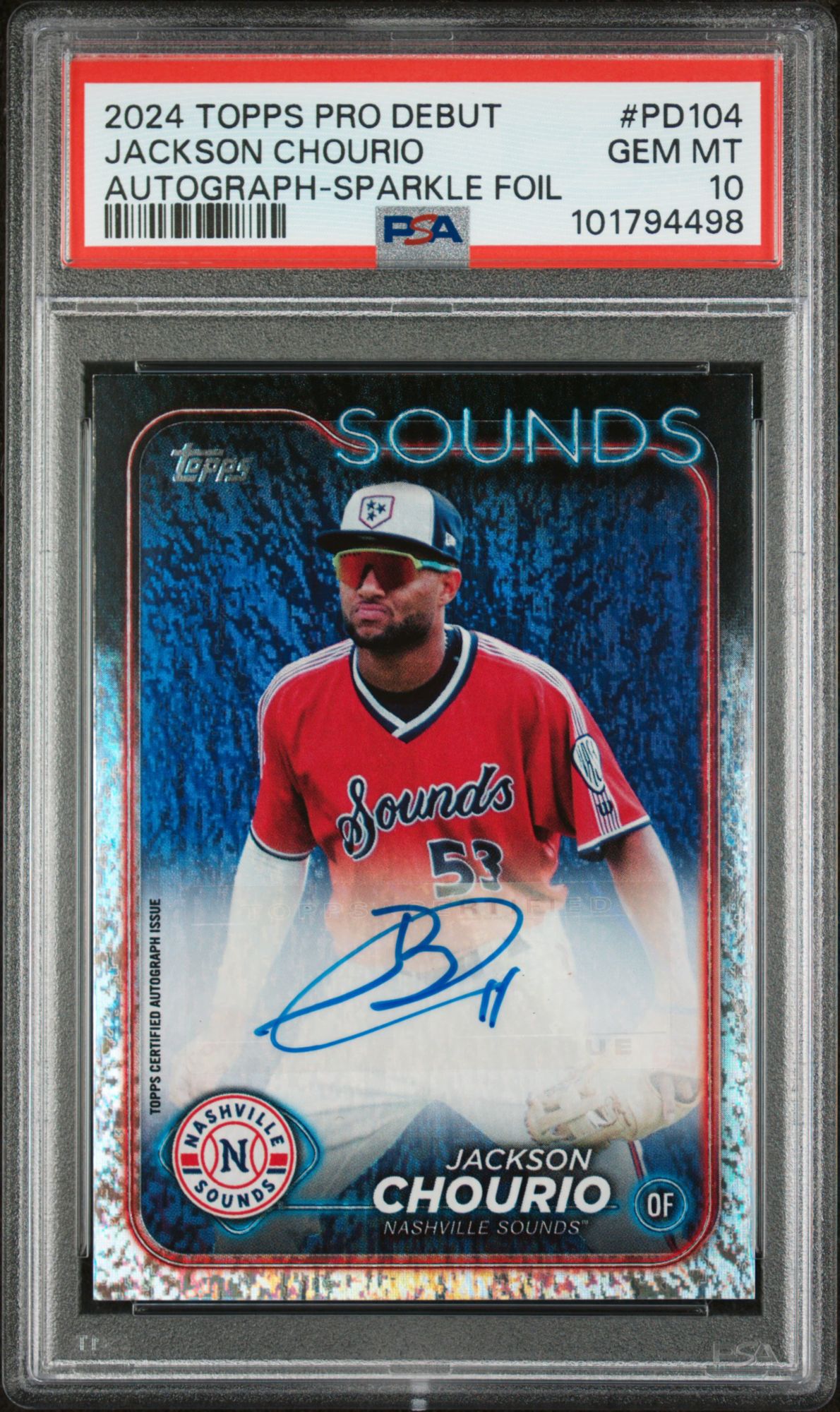 2024 Topps Pro Debut Pd104 Jackson Chourio Autograph-Sparkle Foil