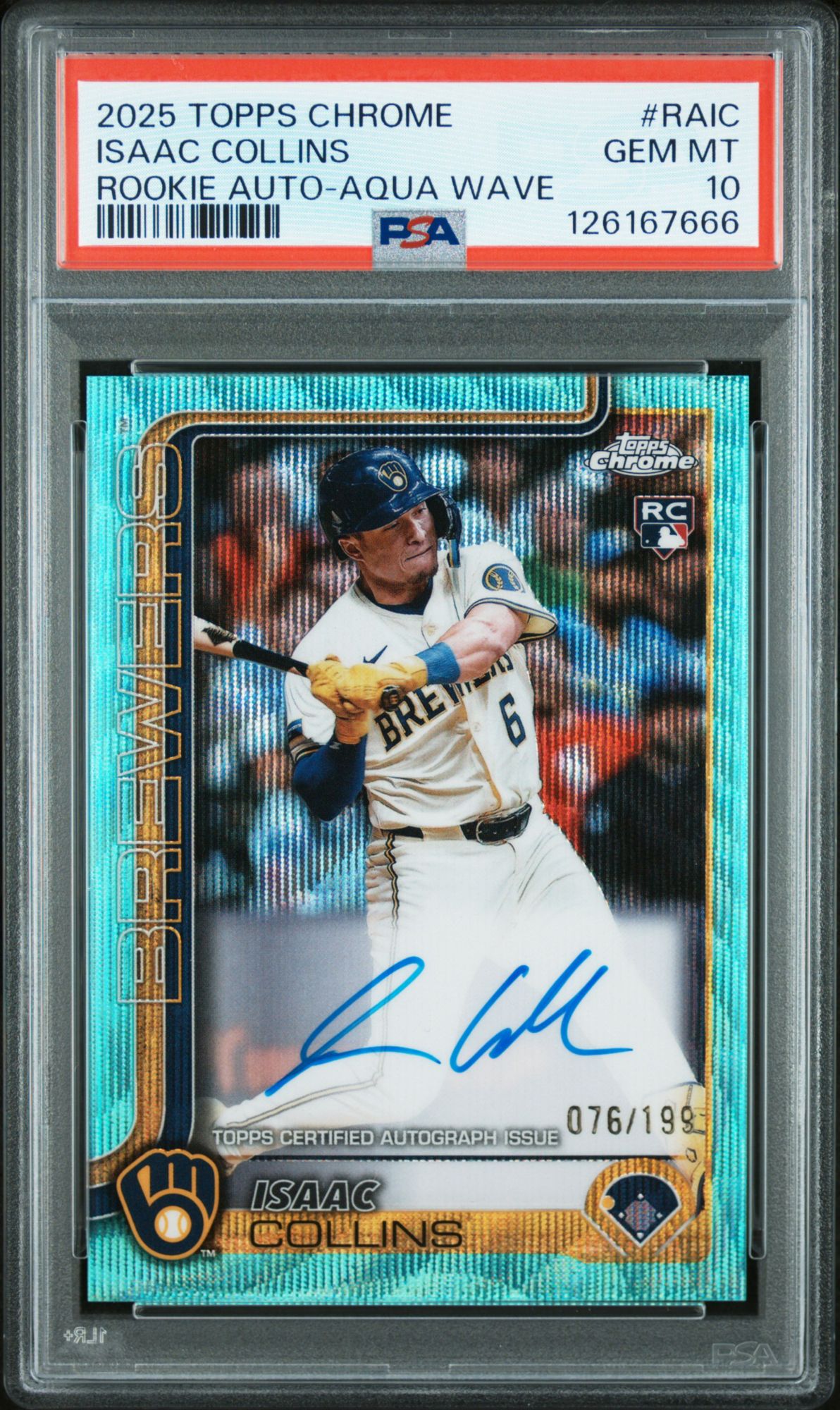 2025 Topps Chrome Rookie Autographs Raic Isaac Collins Aqua Wave
