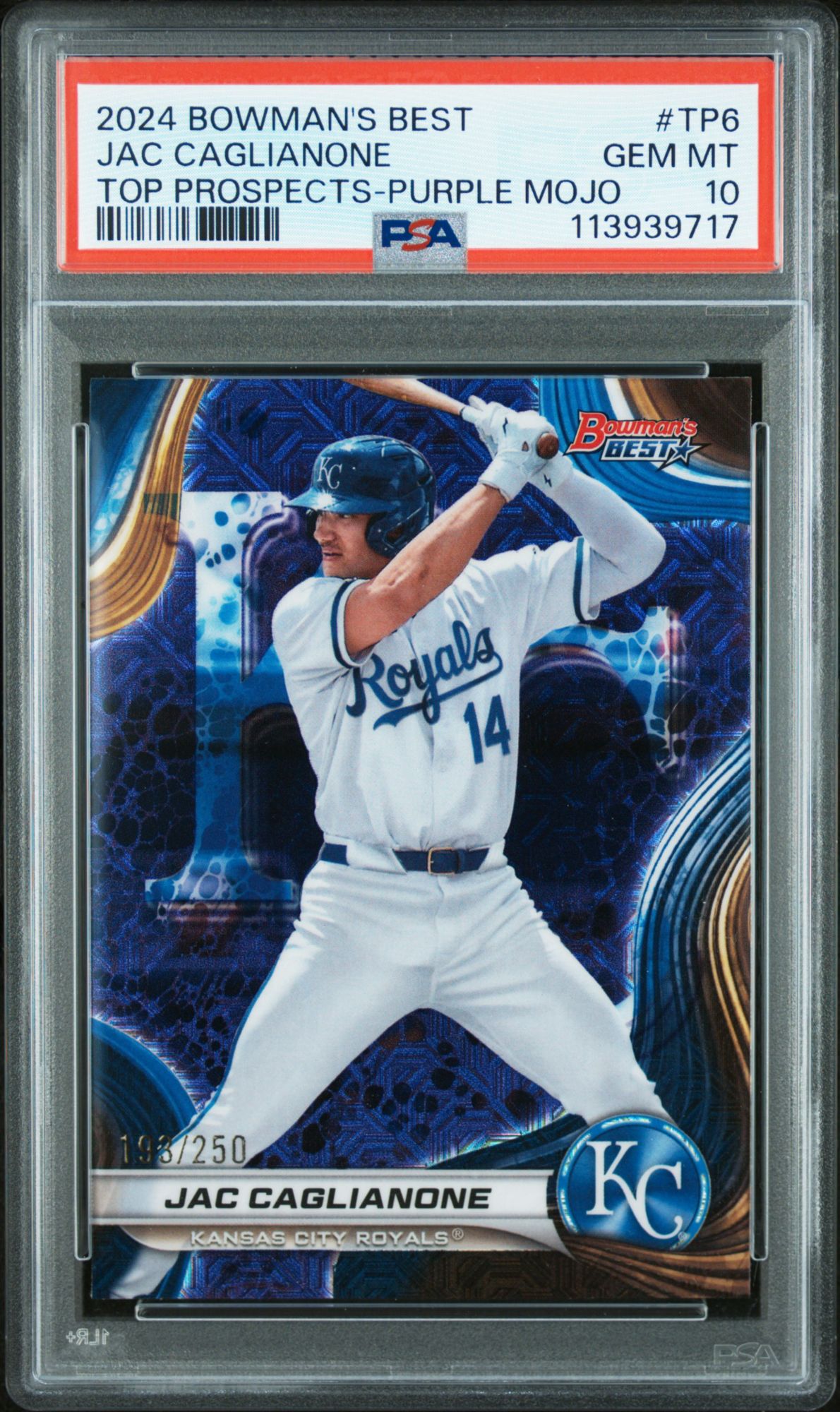 2024 Bowman'S Best Top Prospects Tp6 Jac Caglianone Purple Mojo